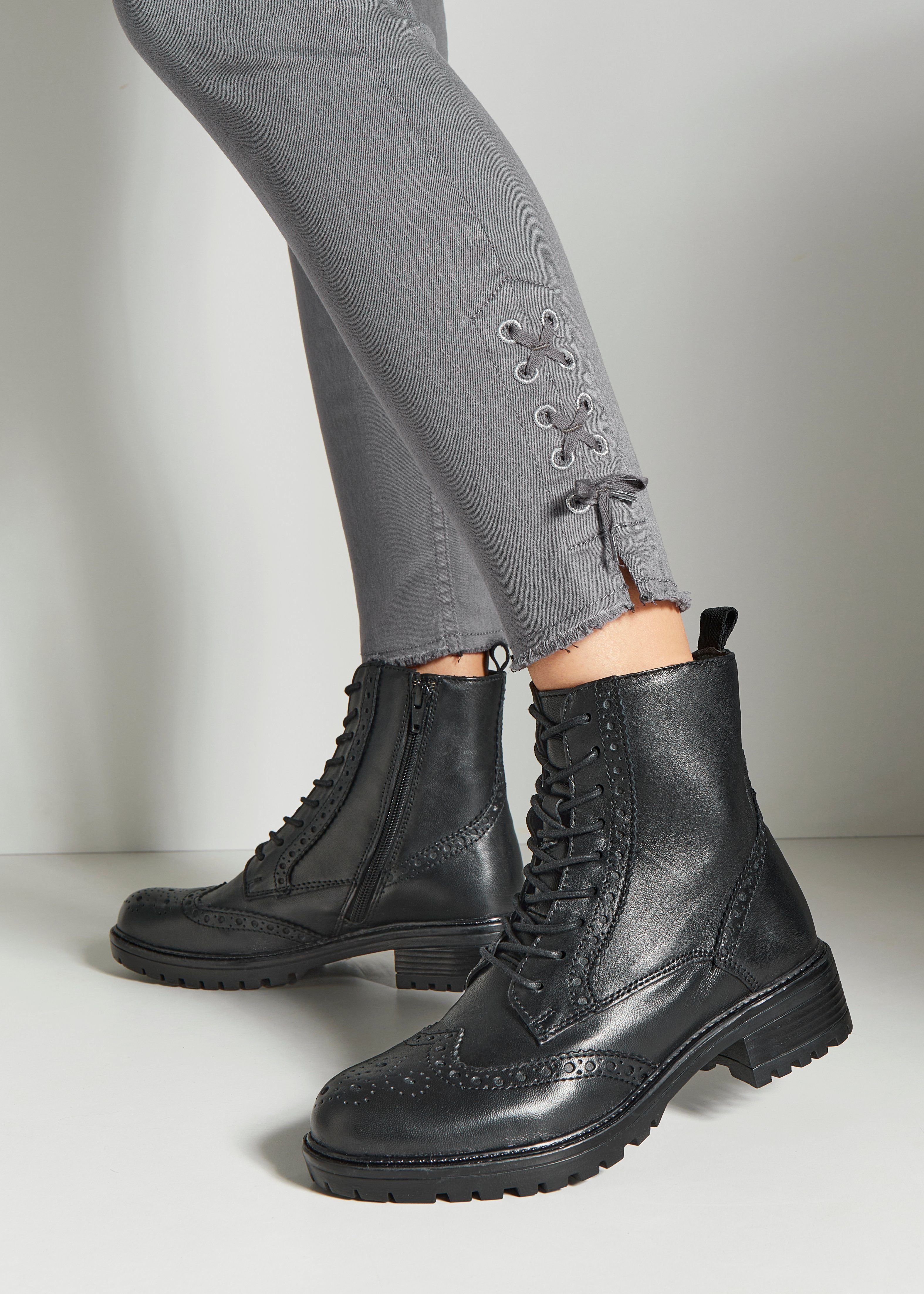 LASCANA Schnürboots Schnürstiefelette, Ankle Boots, Leder, günstig online kaufen