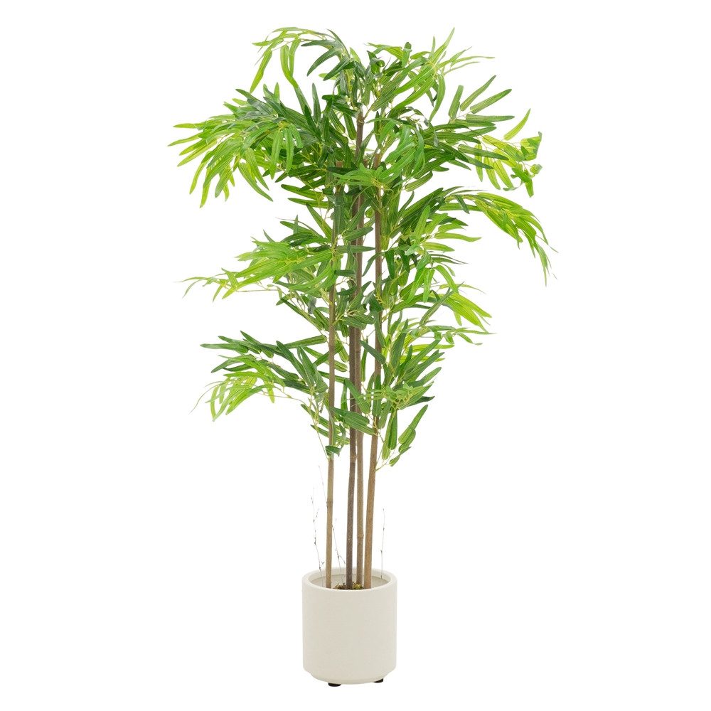 Kunstpflanze Künstliche Pflanze für Wohnräume & Garten dekorative Zimmerpflanze, ML-DESIGN, Höhe 120 cm, Kunstbambus für Innen & Außen mit Echtem Moos & Echtholzstamm