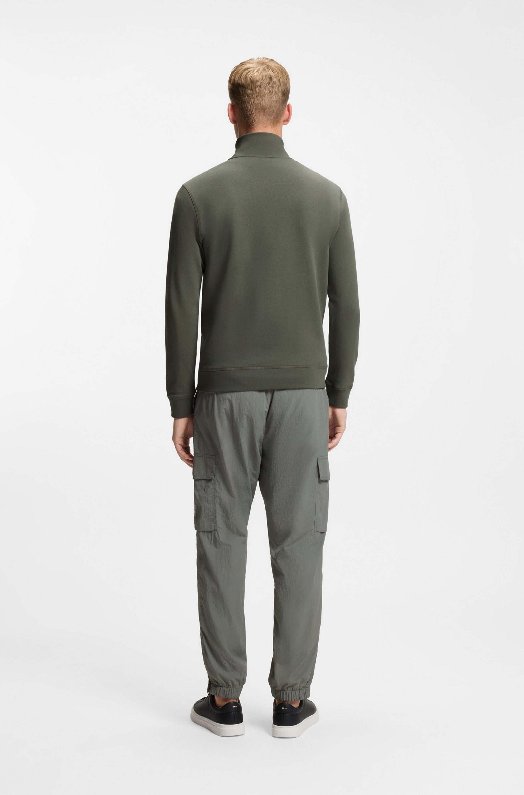 BOSS ORANGE Sweatshirt Zetrust (1-tlg) Troyerkragen mit Reißverschluss, Regular Fit, BOSS-Label