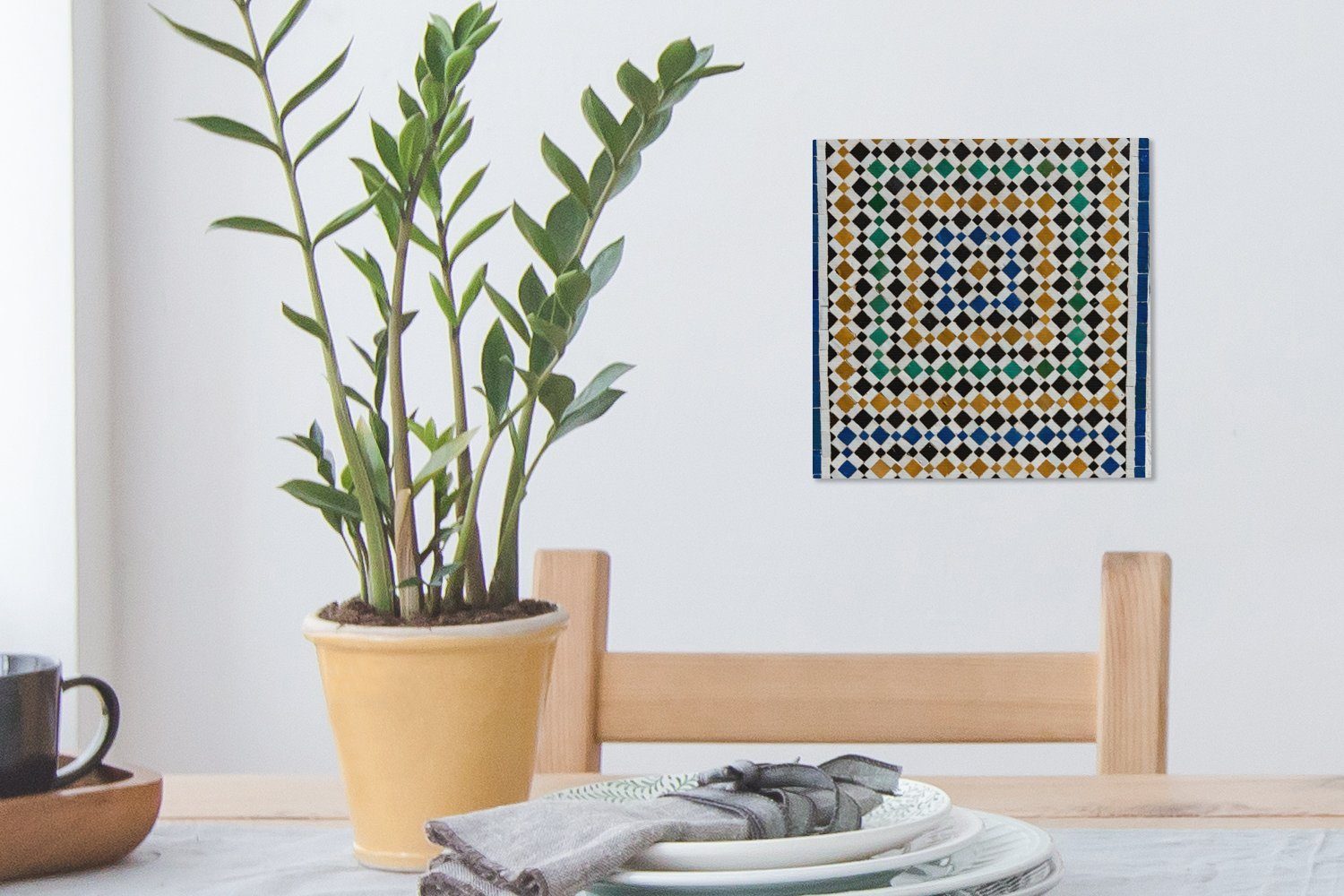 Mosaik, eine Art für aussieht, (1 Leinwandbild Bilder das Ein bunt Labyrinth Schlafzimmer St), Wohnzimmer Leinwand marokkanisches wie OneMillionCanvasses®