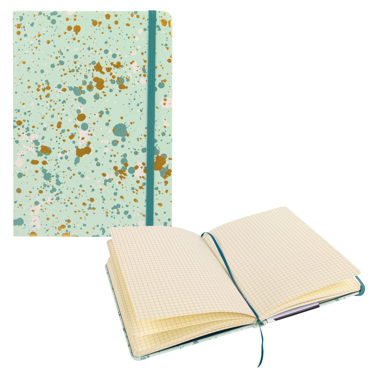 Idena Notizbuch Idena 12251 - Notizbuch Sparkle Mint, kariert, 14 x 20 cm, 192 Seiten