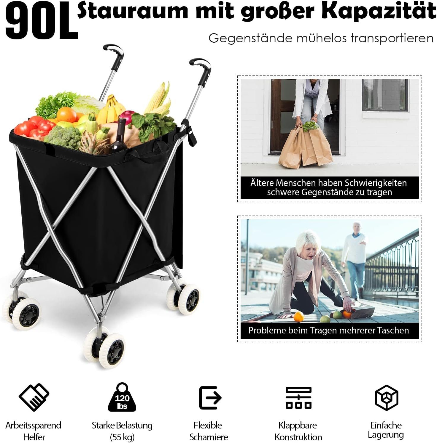 KOMFOTTEU Einkaufstrolley Einkaufswagen, bis zu 90 günstig online kaufen