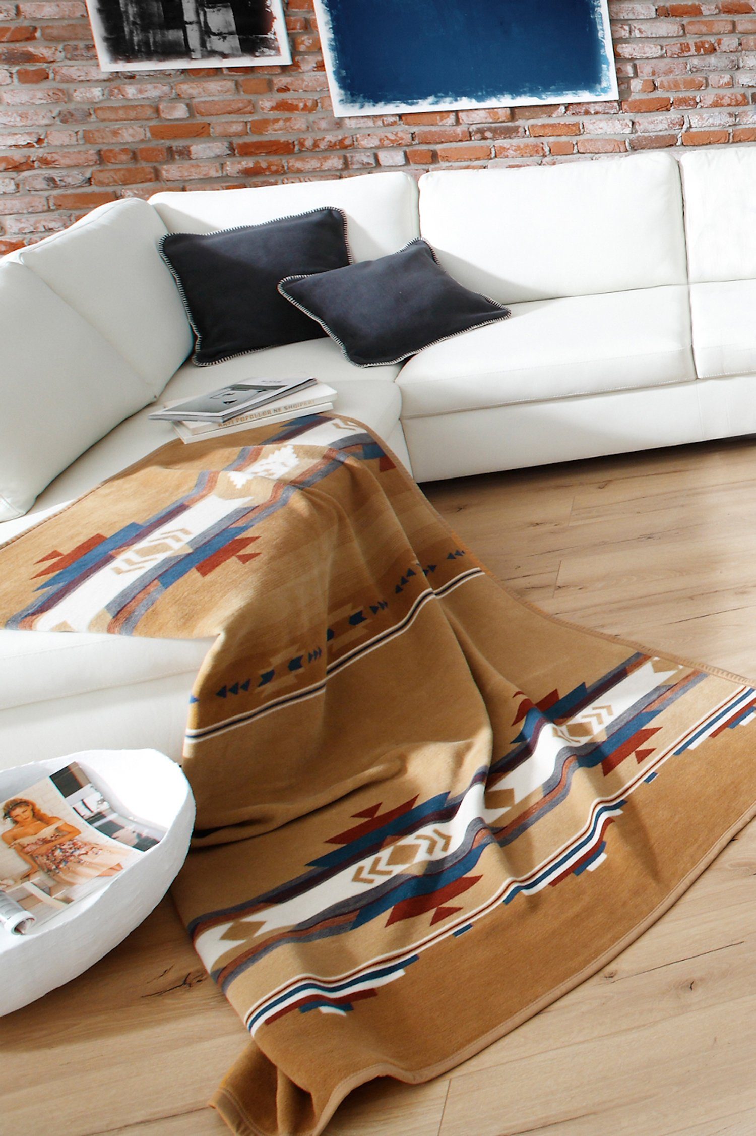 Wohndecke Montana, Ethno-Sofadecke in 150x200, Decke aus Baumwoll-Mischgewebe, Biederlack, Made in Germany