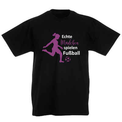 G-graphics T-Shirt Echte Mädchen spielen Fußball Kinder T-Shirt, mit Spruch / Sprüche / Print / Aufdruck