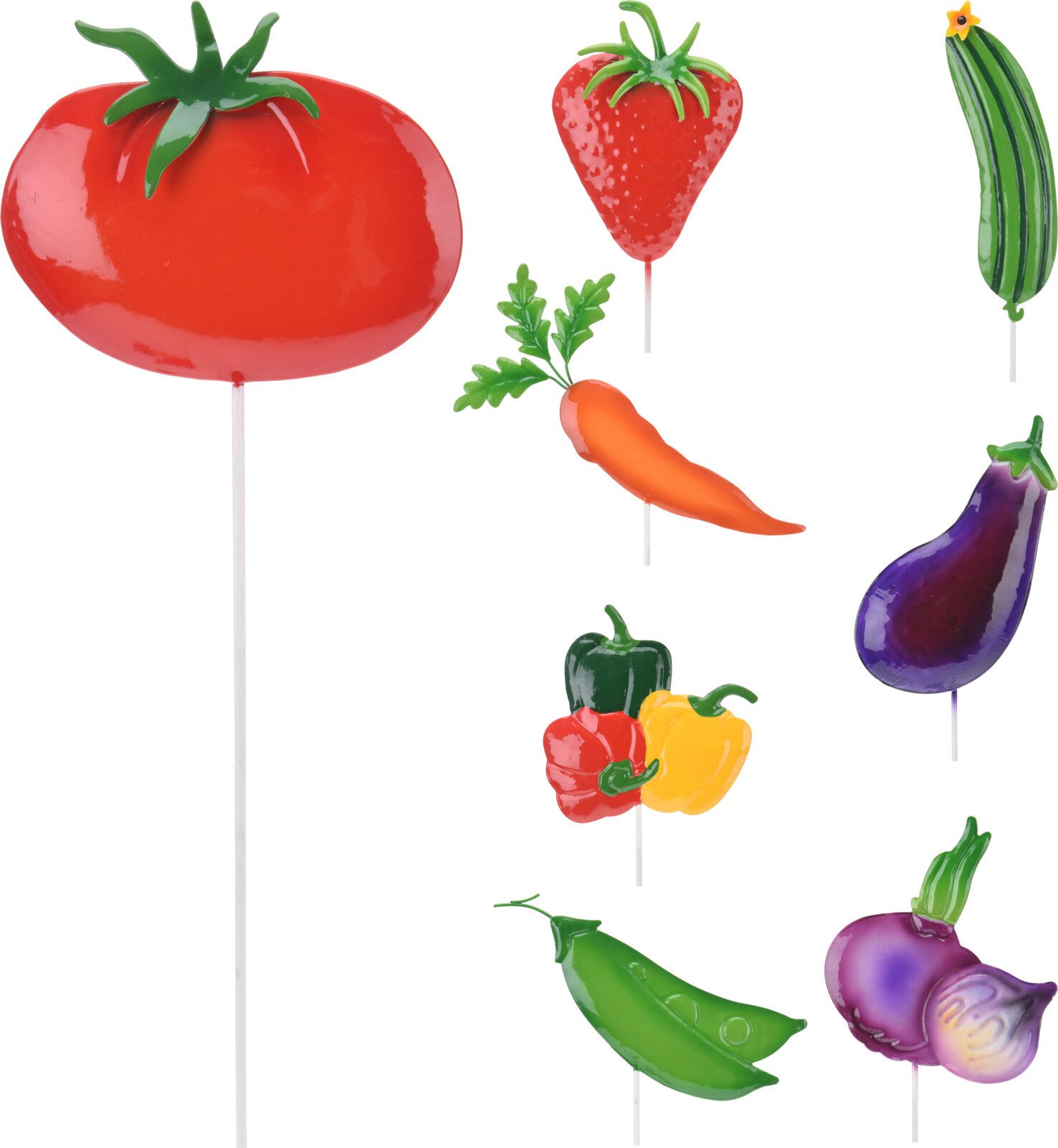 Koopman Gartenstecker Gartenstecker Pflanzstecker Pflanzschilder 8tlg (Set, 8-St., Packung) 8 Verschiedene Designs, Früchte, Gemüse, Bodenstecker