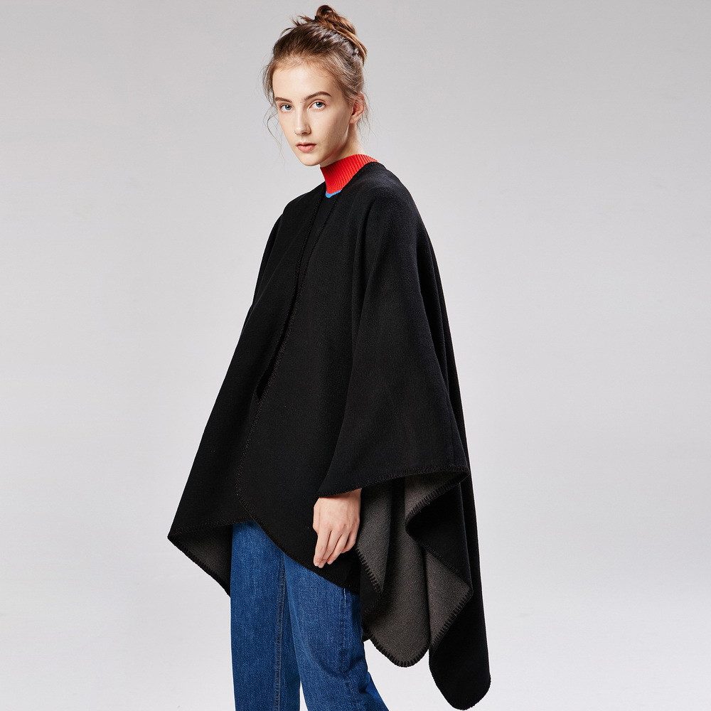 nsihing Modeschal Poncho Damen Strick Poncho Winter Warm Elegant Poncho Decke, Poncho Cape Mantel Übergroße Poncho Frauen Schal – Bild 3 von 5