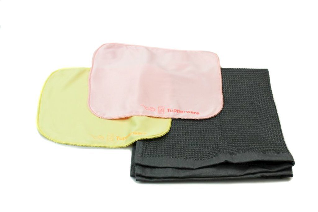 Tupperware Back-Set FaserPro Durchblick gelb + rosa + GLASTUCH