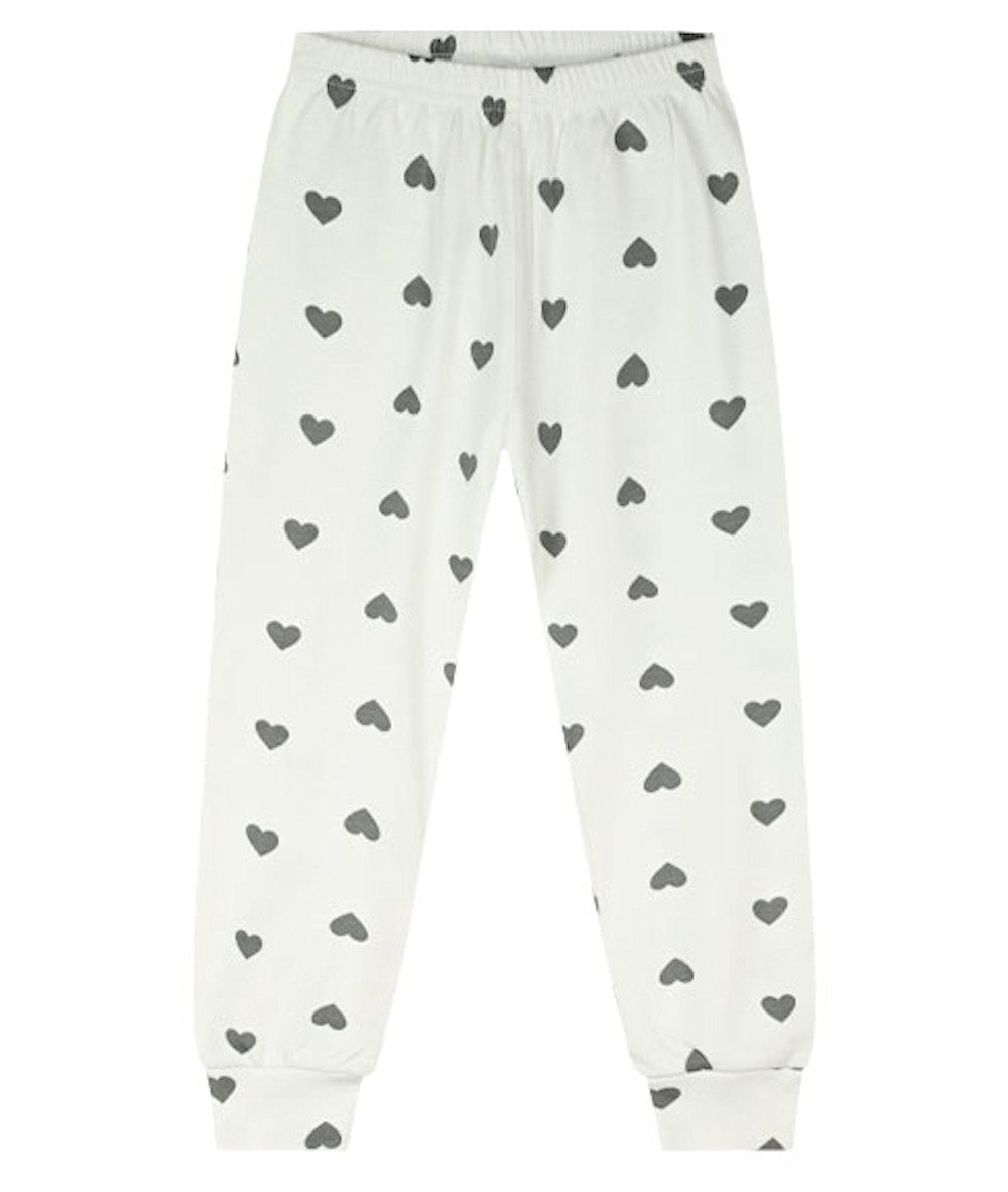ENERGIERS Pyjama ENERGIERS Mädchen Schlafanzug lang Pyjama Katze Herzen off-white (2 tlg)