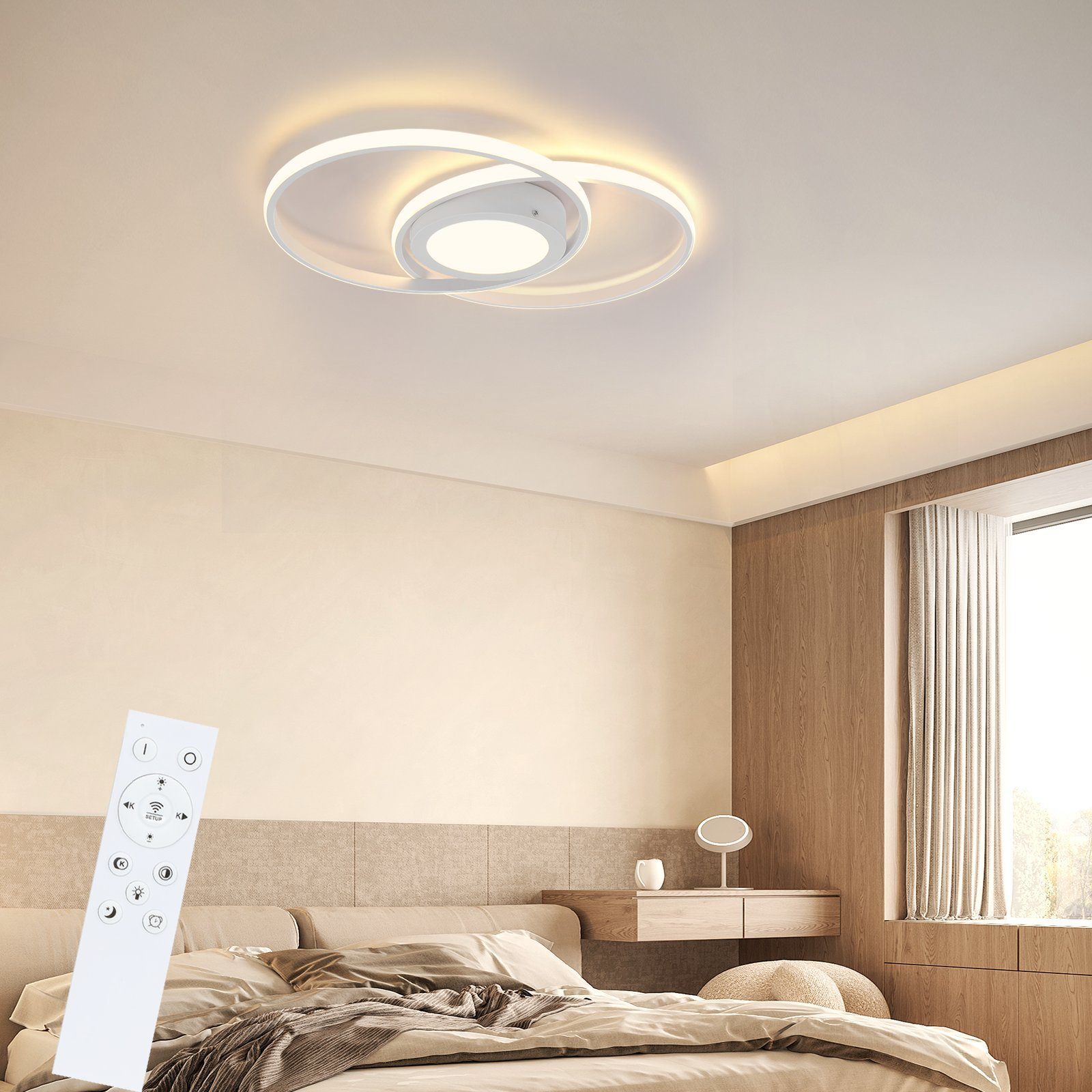 W Licht, Dimmbar Metall Fernbedienung, Schwarz/Weiß Licht/natürliches LED Wohnzimmer Deckenleuchte Licht/kaltes Nettlife mit 48 warmes