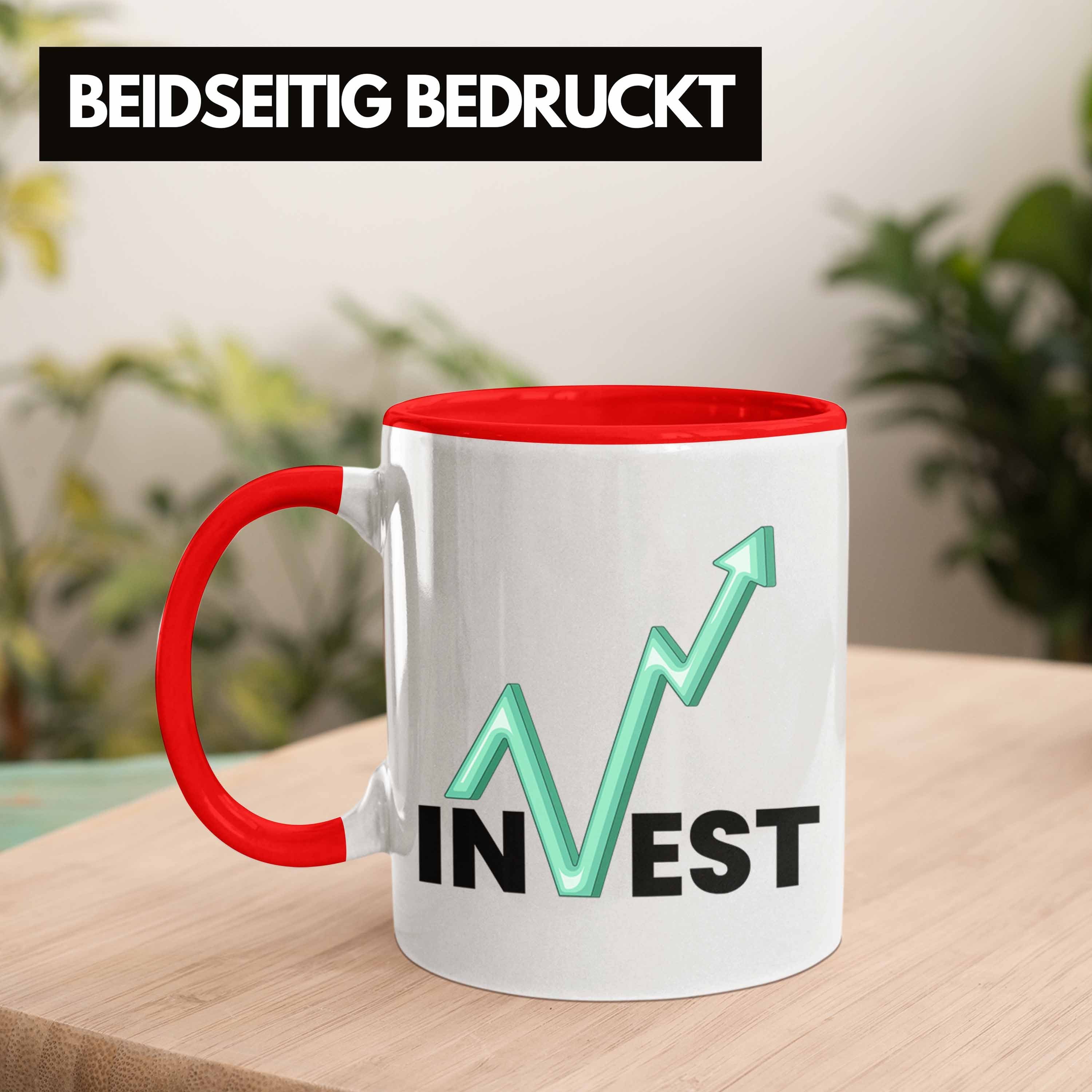 Investment Geschenk für "Invest" Tasse Trendation Trader Tasse Rot Börsenfans und Li Aktien