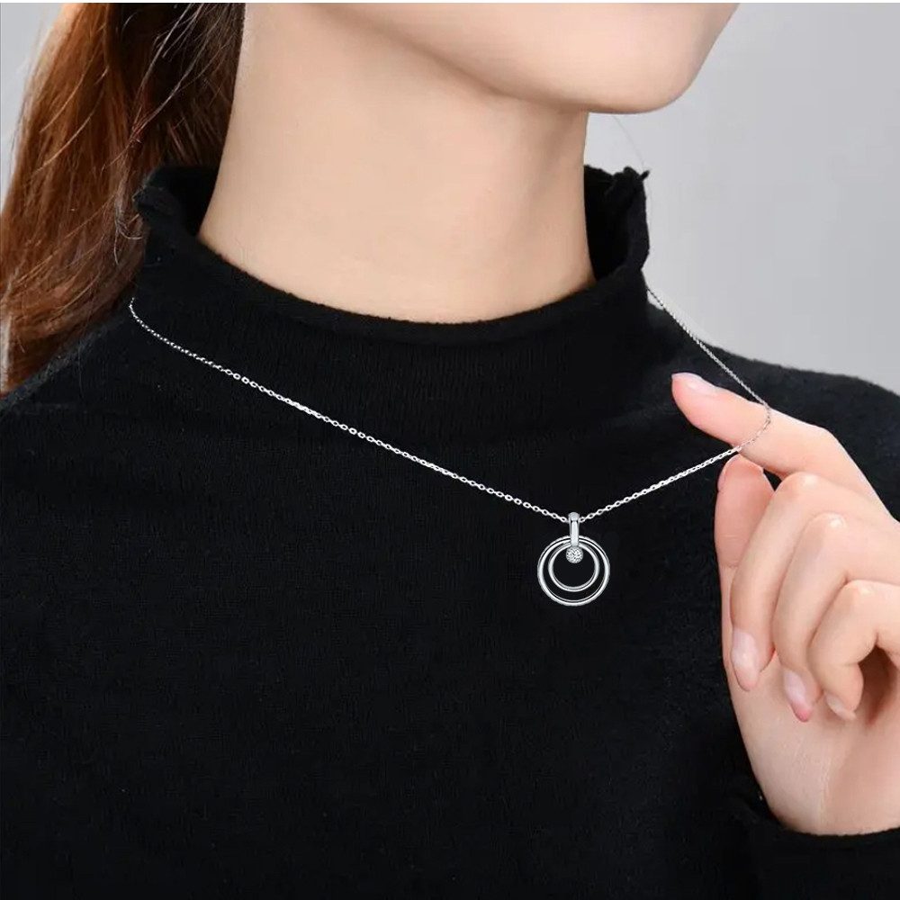 Limana Kette mit Anhänger rund echt 925 Sterling Silber gold Schmuck Geschenk für Frauen Damen (inkl. Dose), Mutter moderne Halskette Geburtstag Muttertag Weihnachten Silberkette