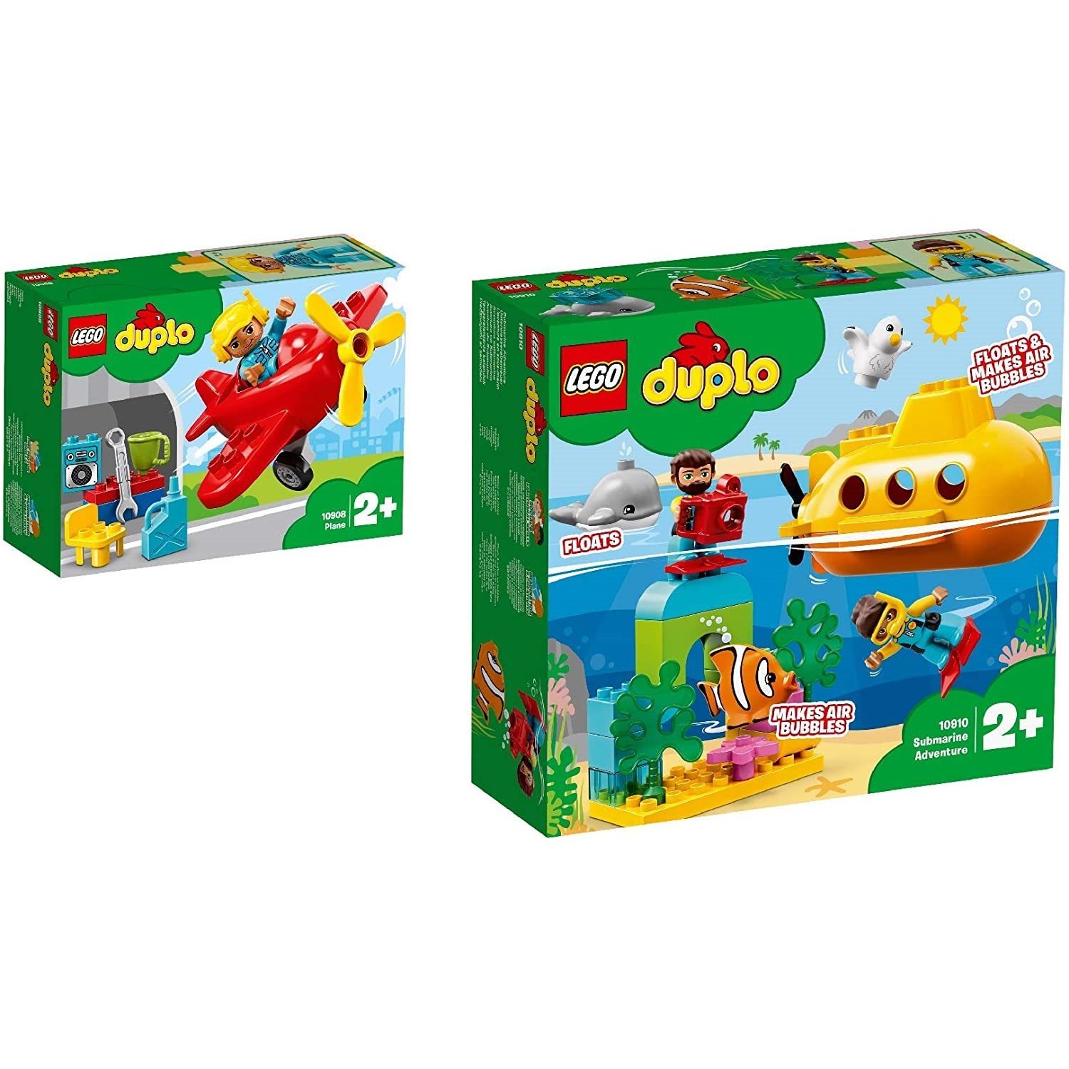 LEGO® Spielbausteine 10908 10910 DUPLO® 2er Set Flugzeug + U-Boot-Abenteuer