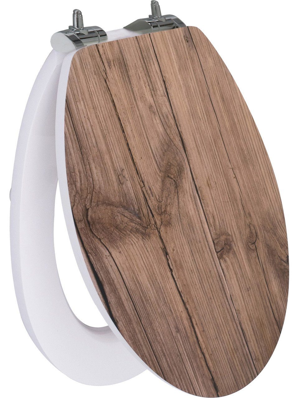 Primaster WC-Sitz Primaster WC-Sitz mit Absenkautomatik Woody weiß, Abnehmbar Absenkautomatik Metallscharniere