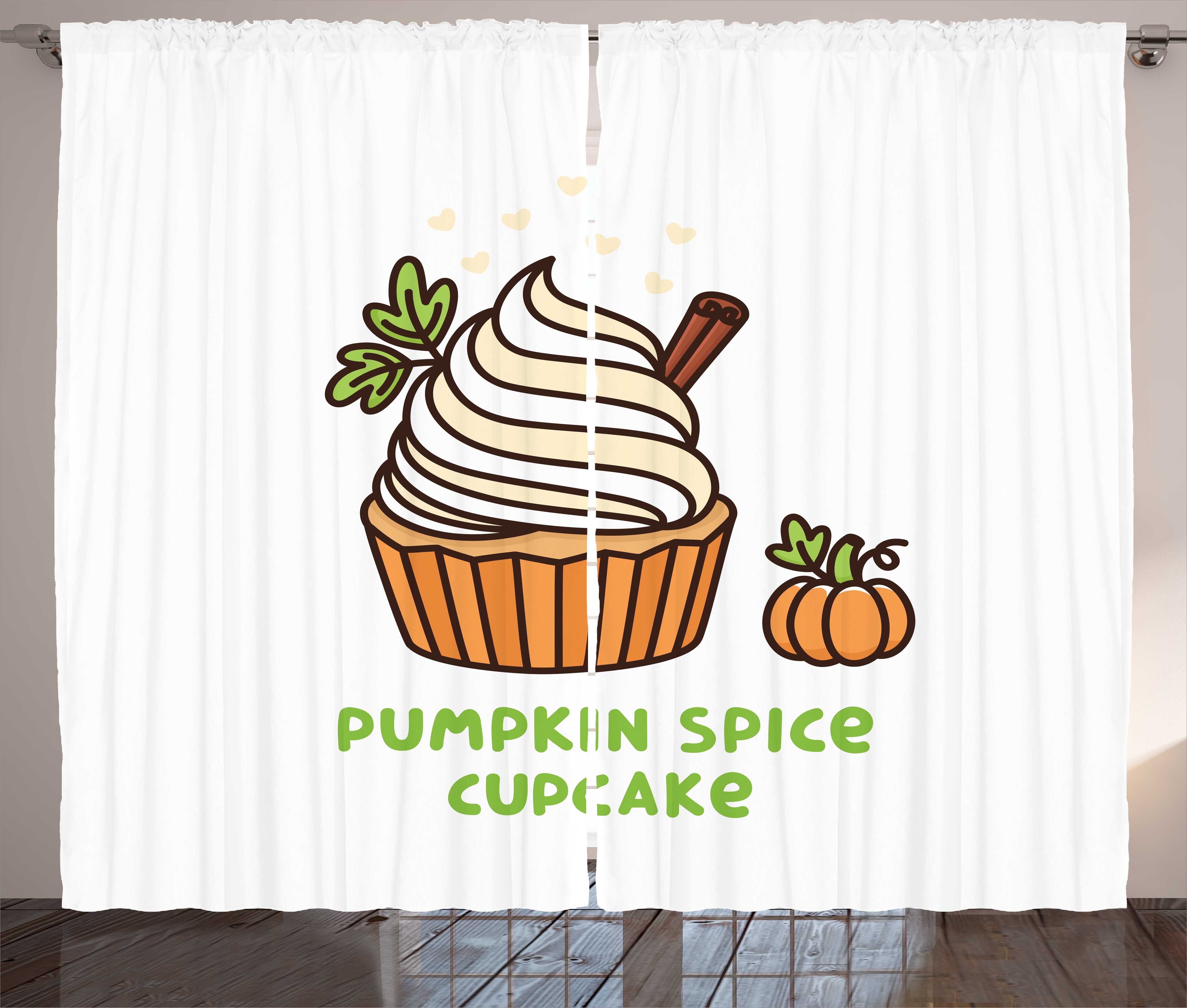 Gardine Schlafzimmer Kräuselband Vorhang und Kürbis geschmack Herbst-Cupcake mit Abakuhaus, Schlaufen Haken