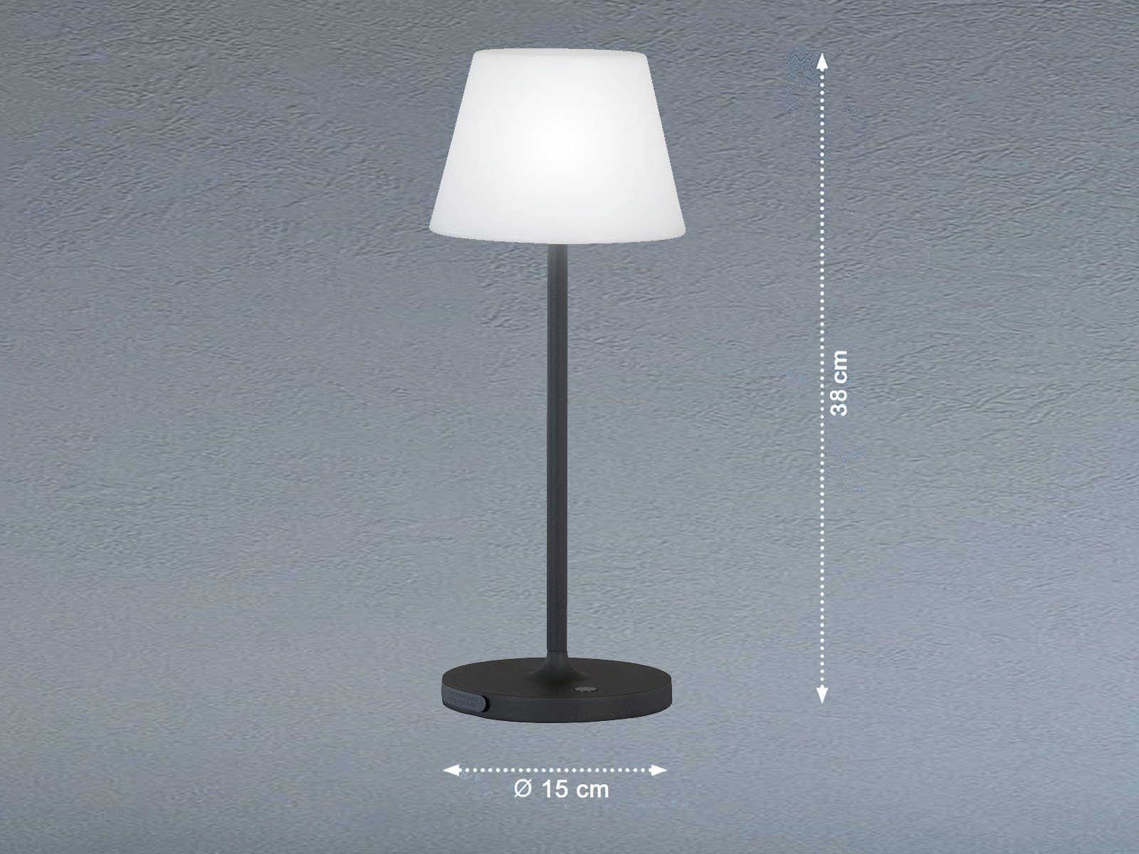 easy! BY FHL LED Außen-Tischleuchte, USB-Ladefunktion, LED fest integriert, Warmweiß, 2er SET 38cm Outdoor IP 44 Schutzklasse ohne Strom-Kabel mit Akku USB