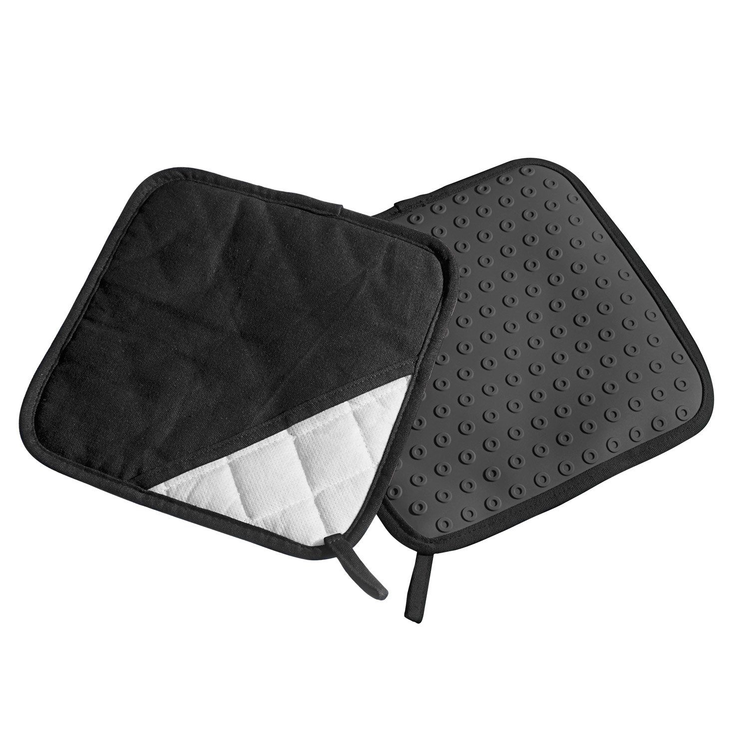 Topflappen Silikon & Textil schwarz 2er Set