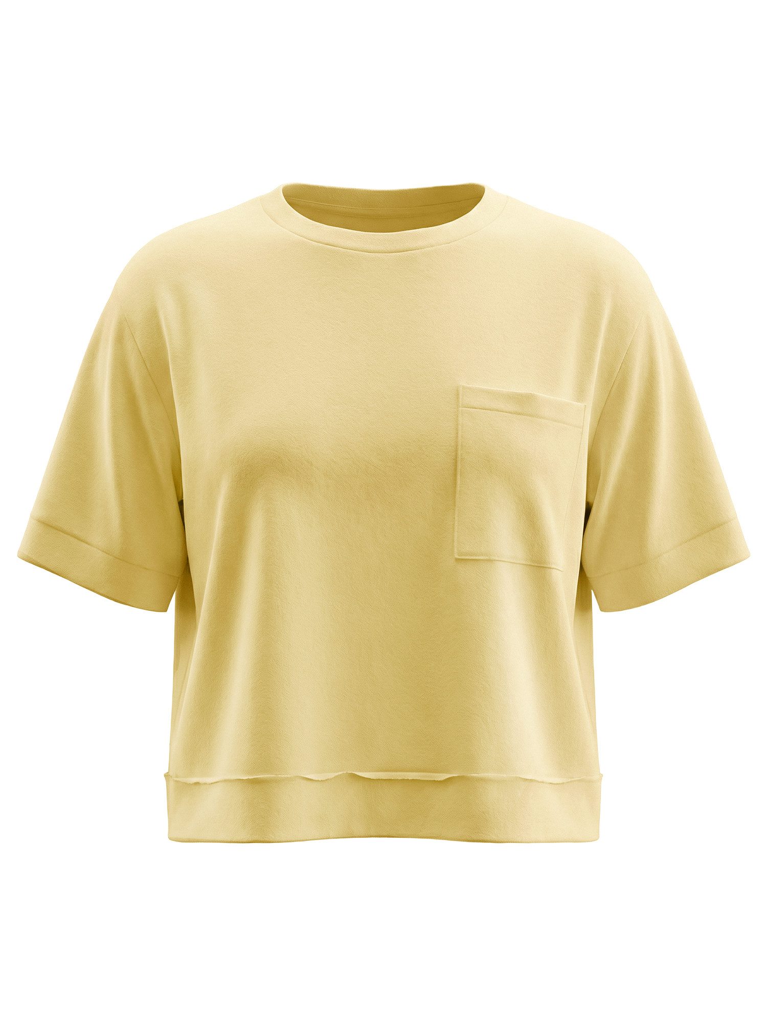 Imily Bela T-Shirt Damen Oversize Cropped Kurzarm Sommer Basic Casual mit Brusttasche (Packung, 1-tlg., 1per-Pack) mit Rundhalsausschnitt in Unifarbe – Bild 5 von 5