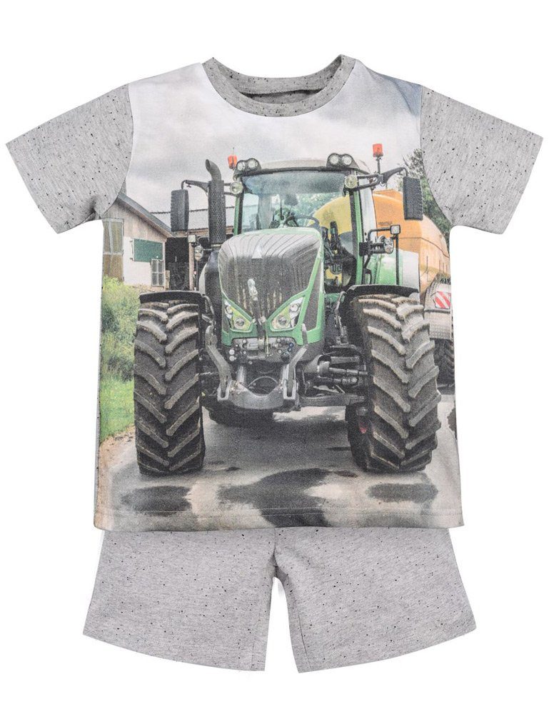 BONDI T-Shirt BONDI Jungen Shorty Sommerpyjama 'Traktor' 33188 Grey Melange