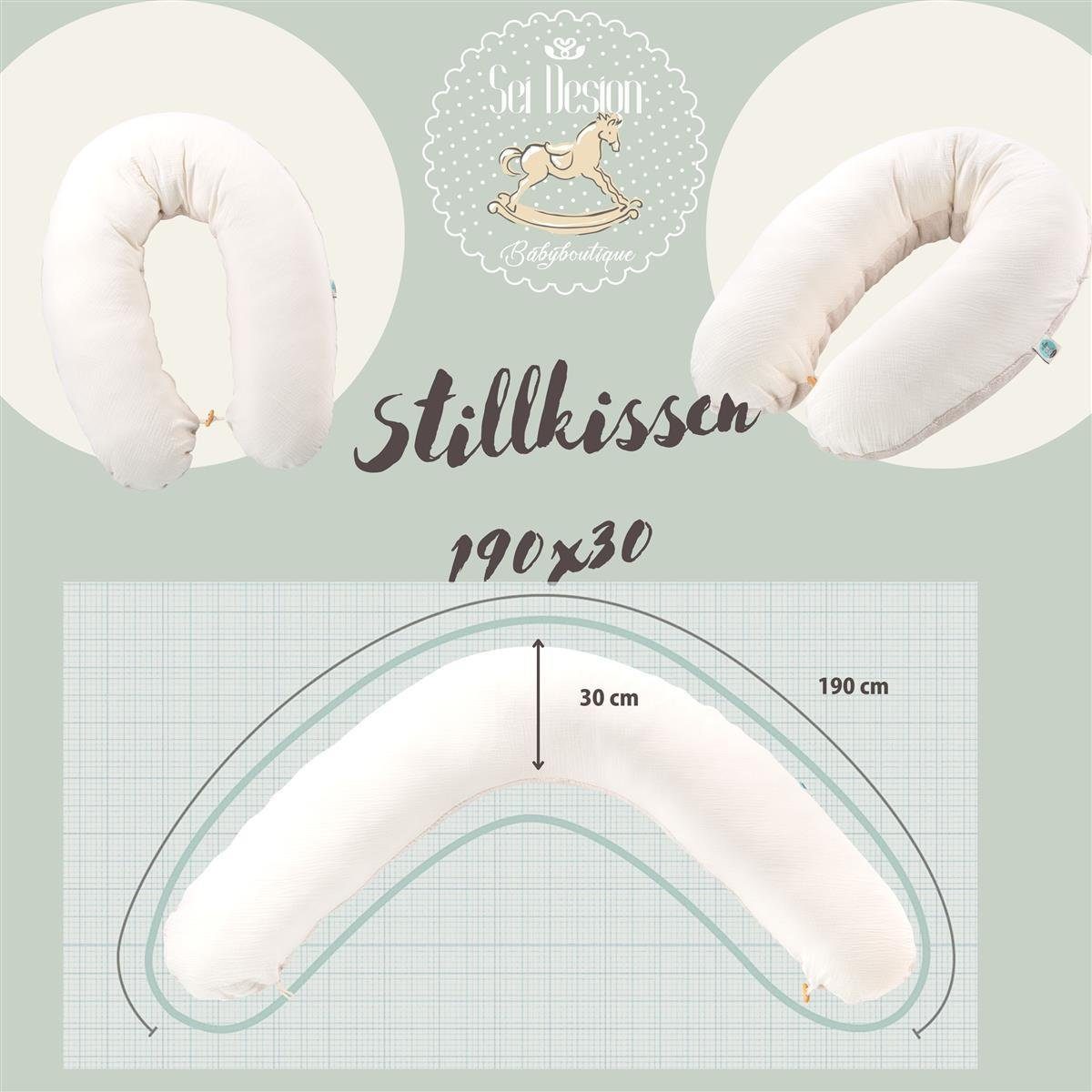 SEI Design - Musselin Neugeborene, XXL Babynest Bezug, Natur 100% mit Stillkissen Seitenschläferkissen Baby Schwangerschaftskissen Baumwolle Erstausstattung Bezug