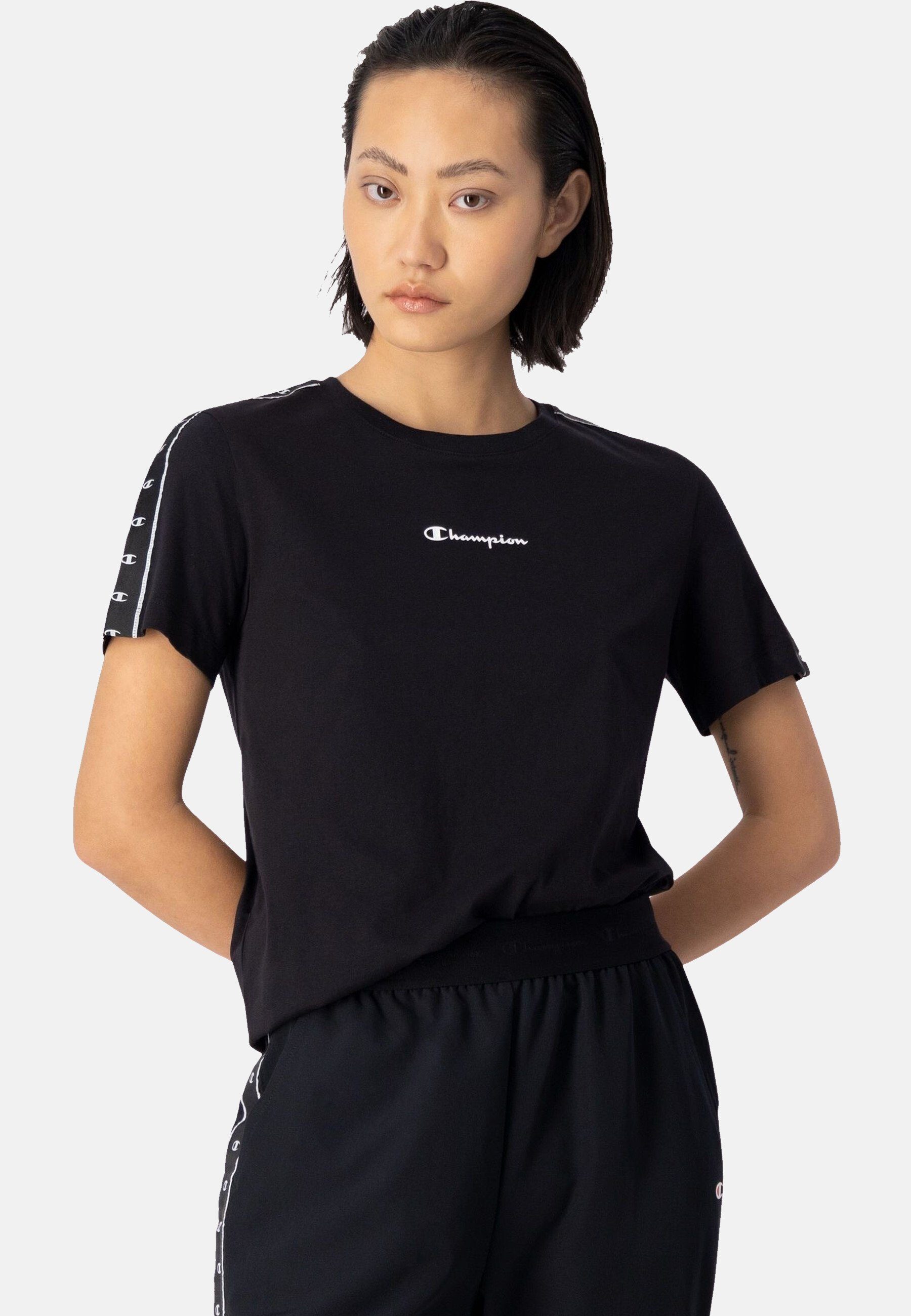 Champion T-Shirt Shirt Rundhals-T-Shirt aus mit Baumwolle schwarz
