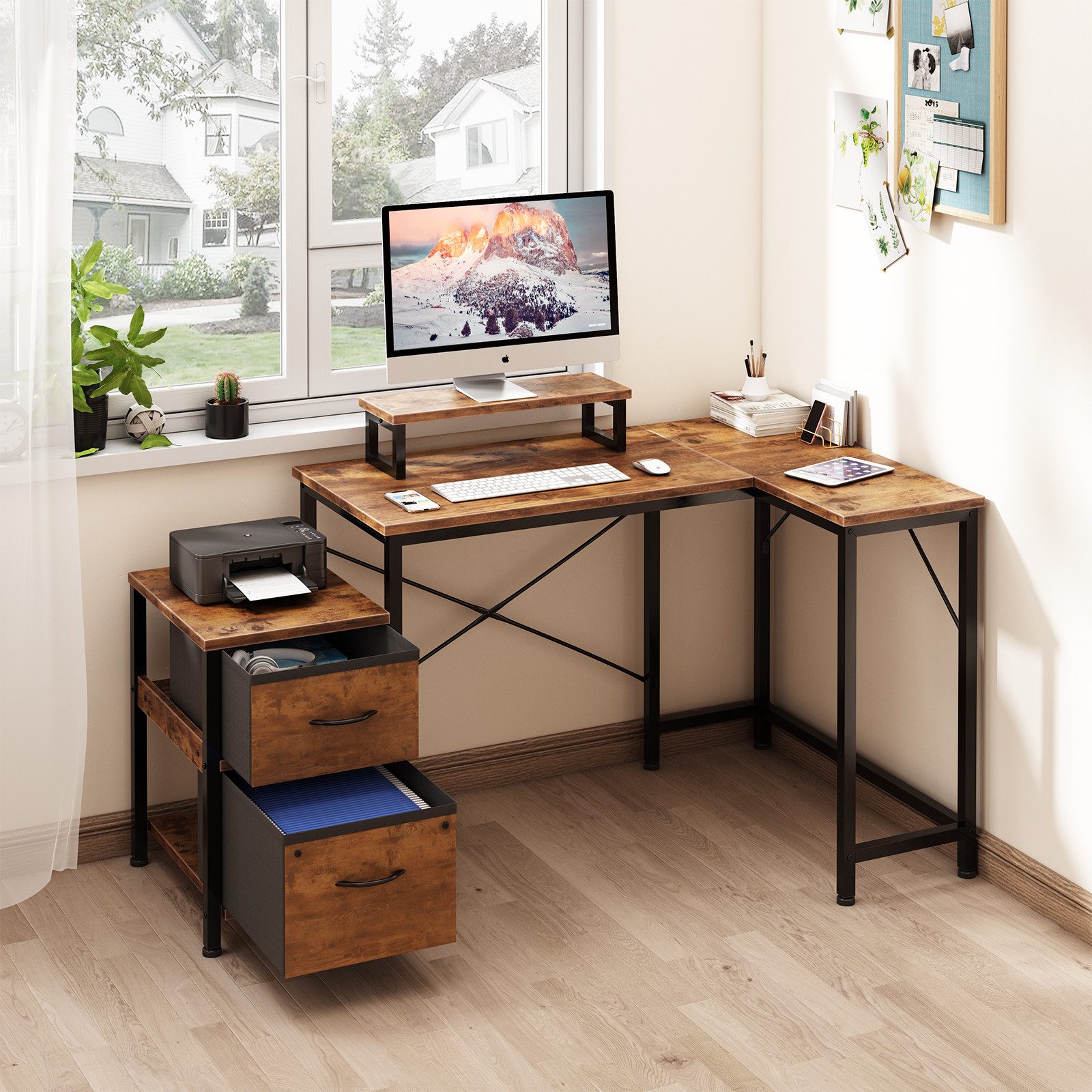 OUNUO Eckschreibtisch Schreibtisch Reversibel L Förmiger Computertisch mit günstig online kaufen