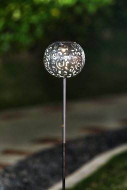 IC Gardenworld Kugelleuchte 2 Stück Solarkugel aus Metall im orientalischem-Look, LED fest integriert, Warm-weiß, ca. 86 cm hoch, Solarlampe im modernen Look, warm-weiße LED