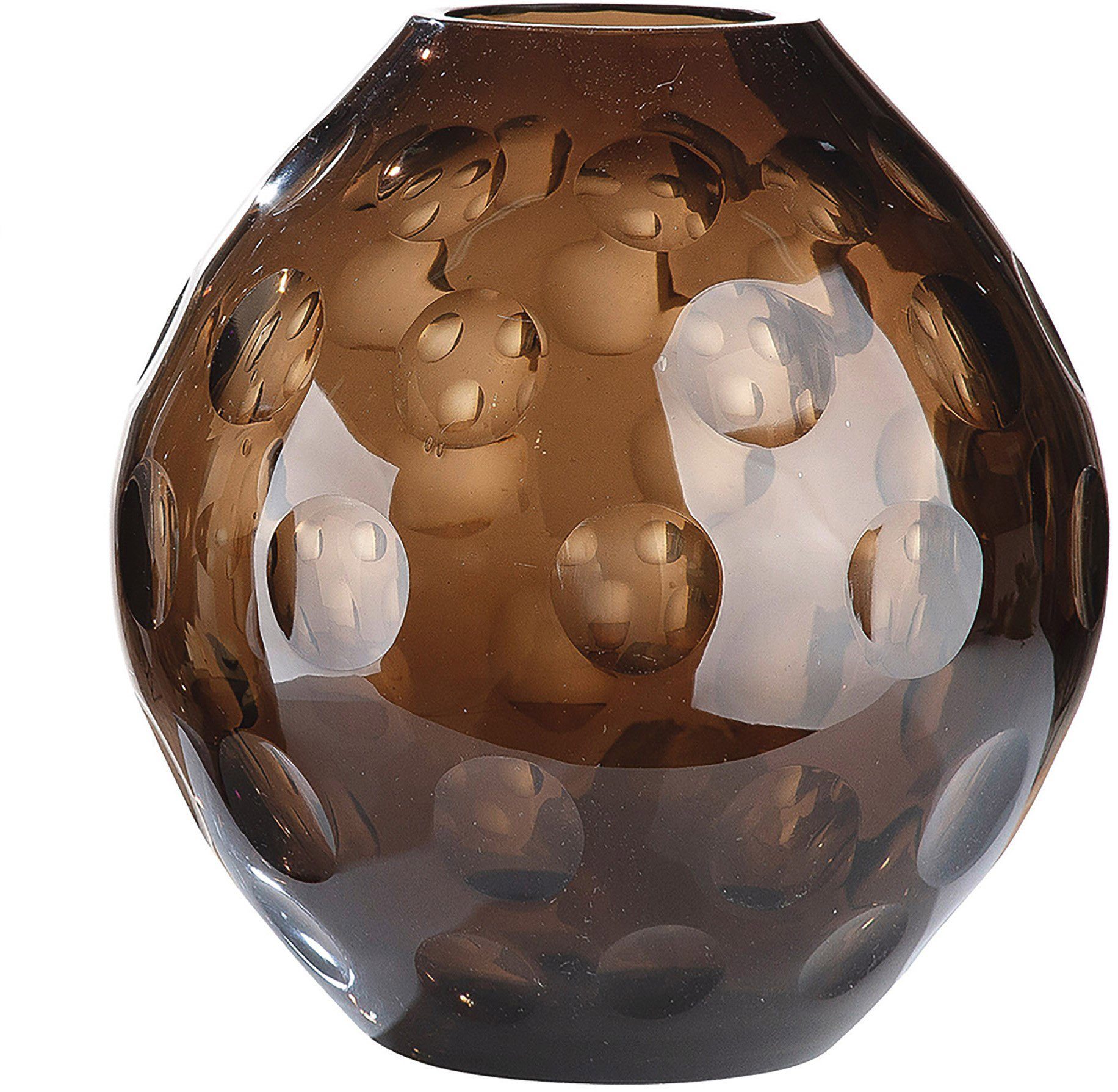 GILDE GLAS Art Design-Vase – Handgeblasene Glas-Skulptur In Magenta, Weiß & Gold, 35 Cm Hoch