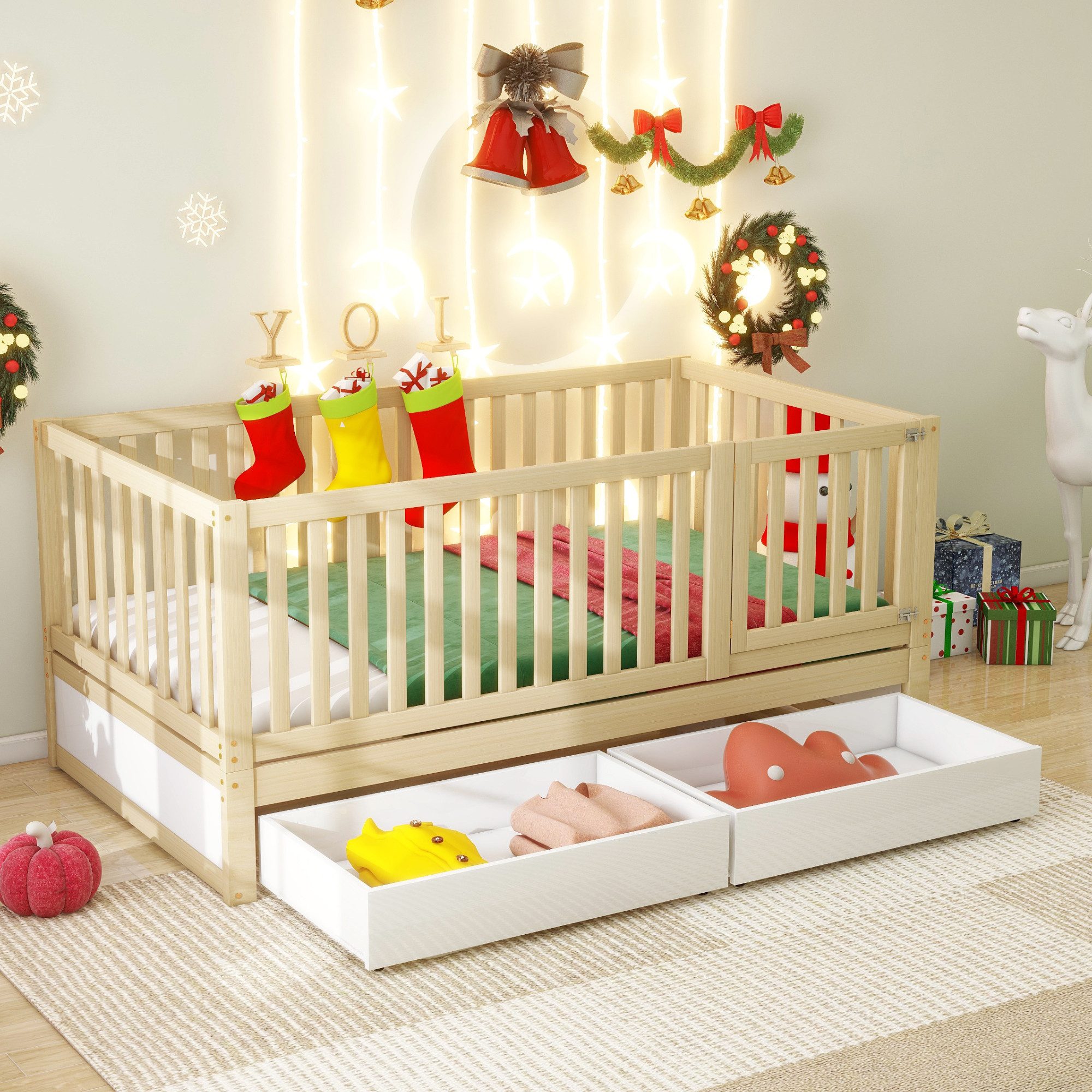 HAUSS SPOLE Kinderbett 90x200cm Mehrzweckbettrahmen umbaubar günstig online kaufen