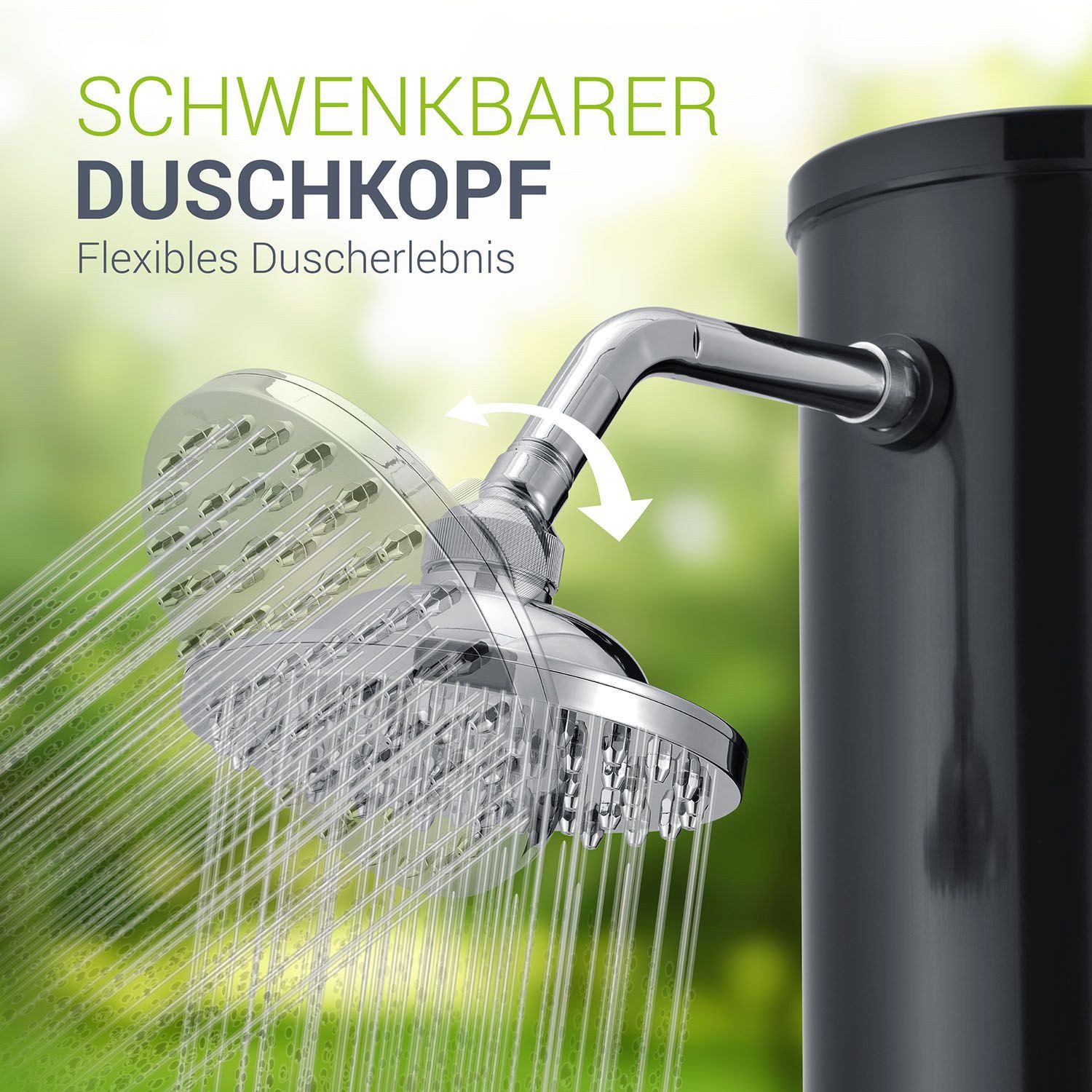 Juskys Solardusche Victoria, 20 L, schwenkbarer Duschkopf, stufenlose bis 60 °C, plus Fußdusche