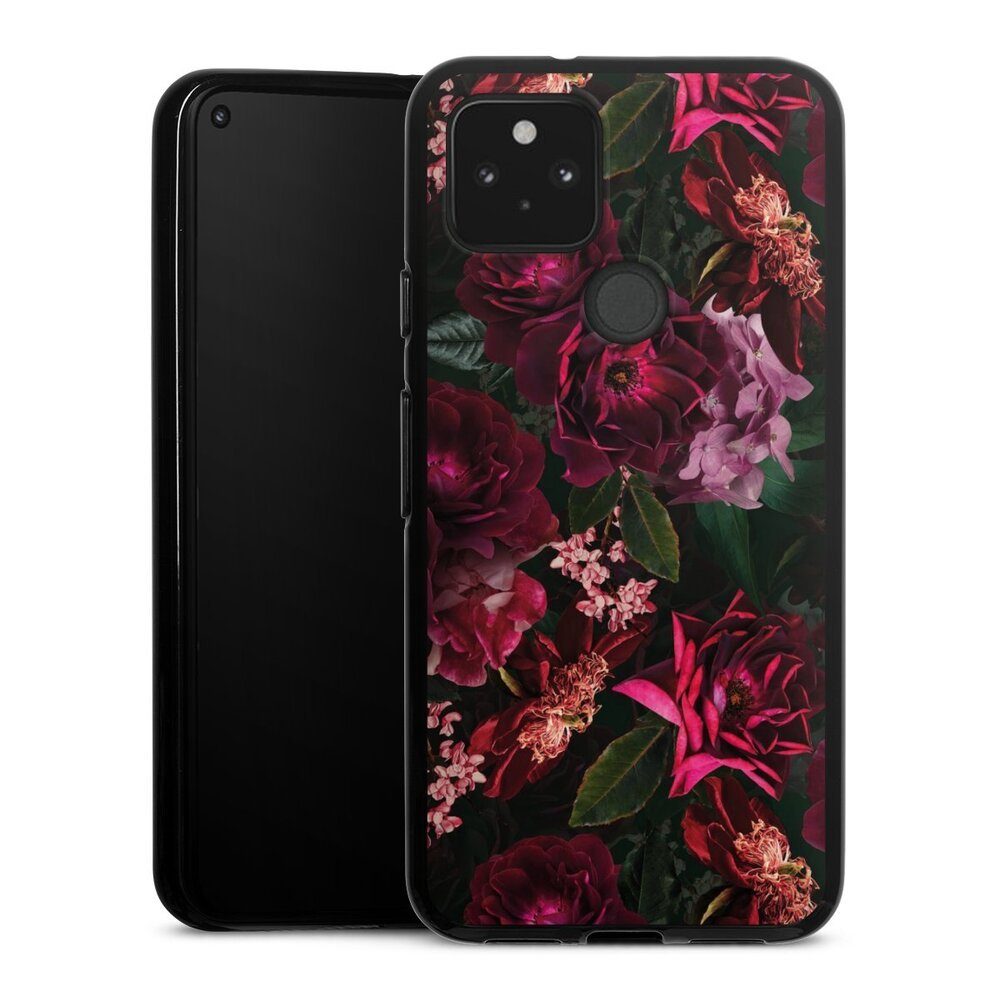 DeinDesign Handyhülle Rose Blumen Blüte Dark Red and Pink Flowers, Google Pixel 5 Silikon Hülle Bumper Case Handy Schutzhülle