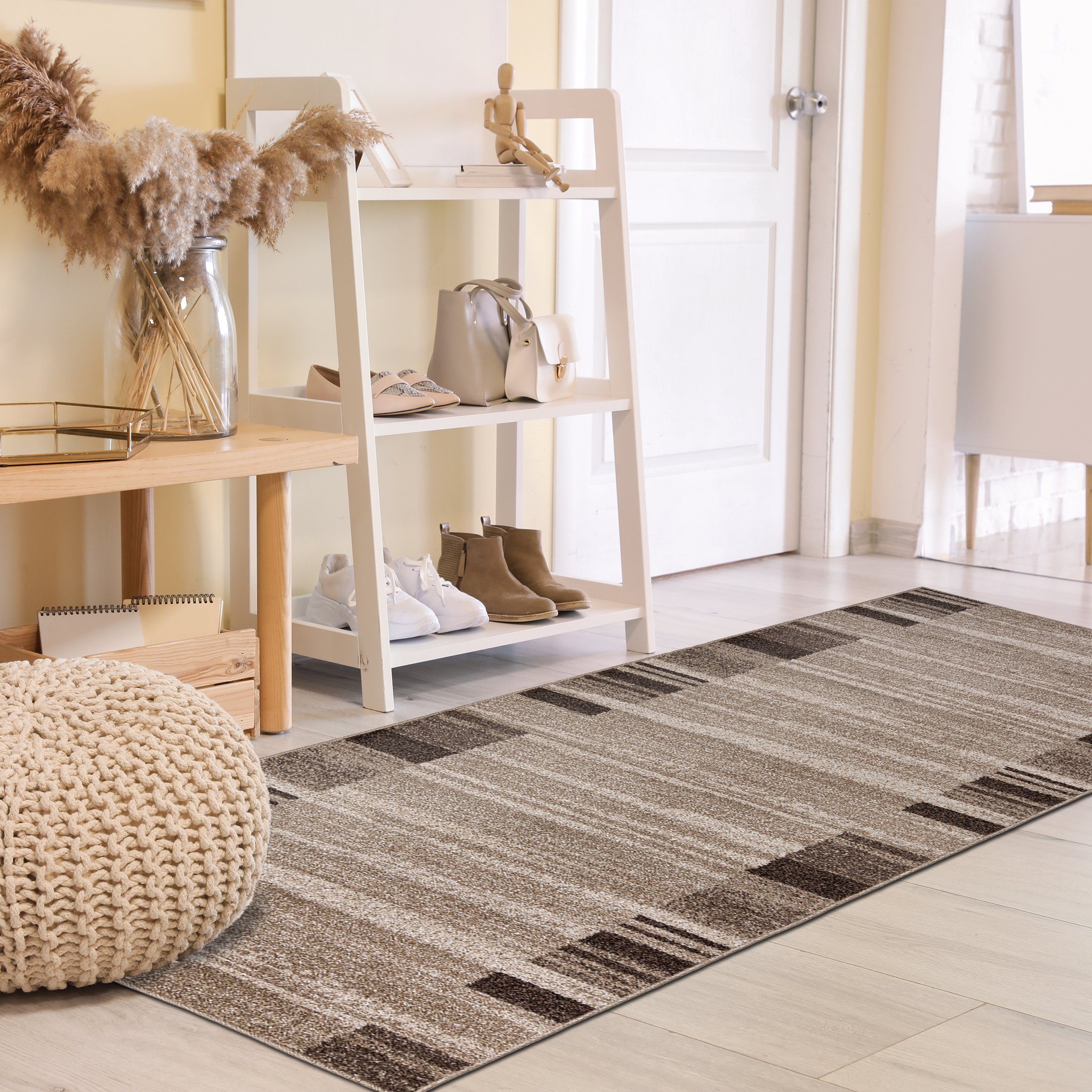 Mazovia Läufer Läufer Flurläufer Modern für Vorzimmer, Küche - Beige, 70 x 100 cm, Kurzflor, Meterware, Höhe 10 mm