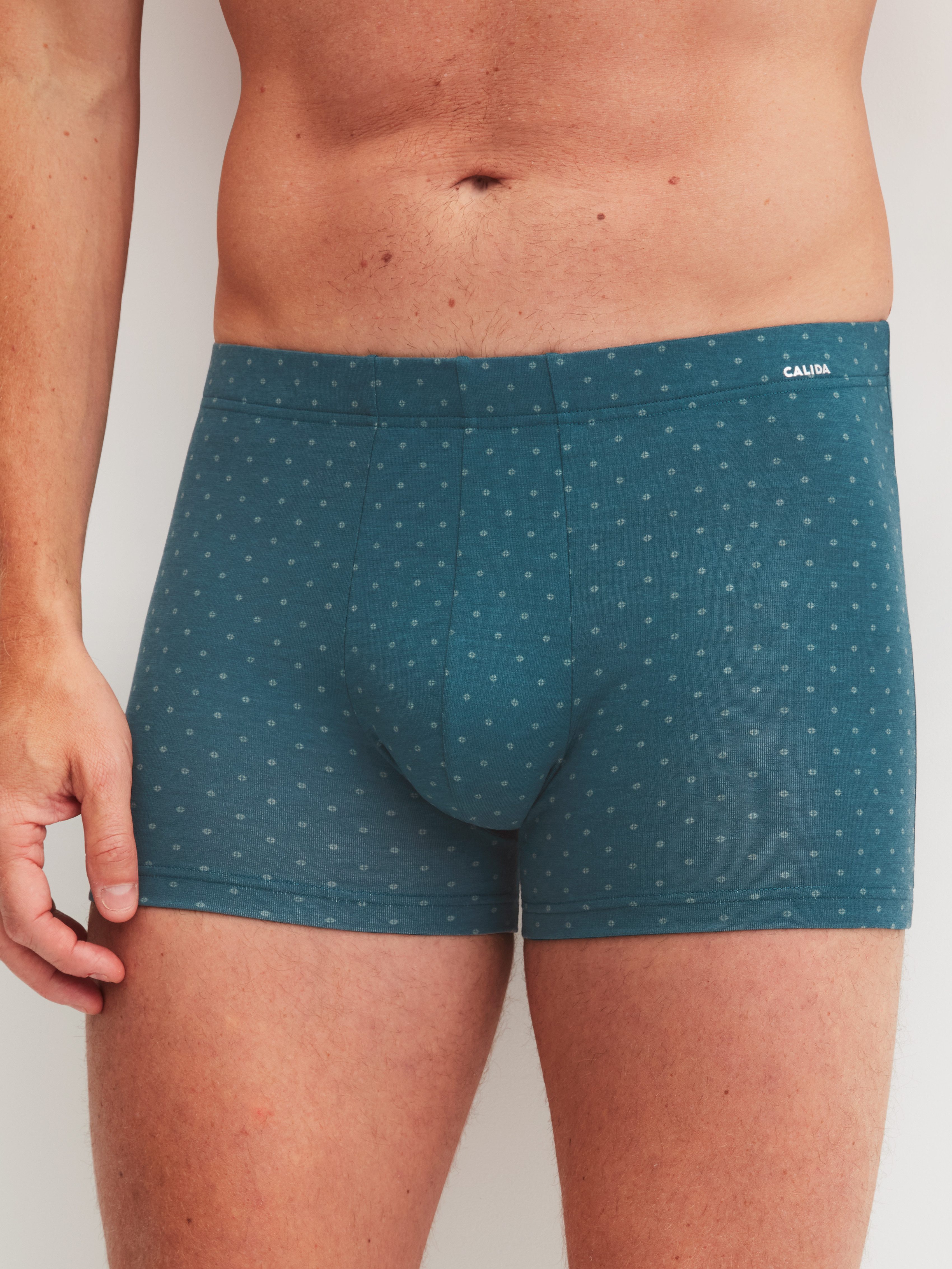 CALIDA Boxershorts Cotton Code Design breiter Bund, gemustert, eng, bequem, mit Logodruck, Baumwollmix