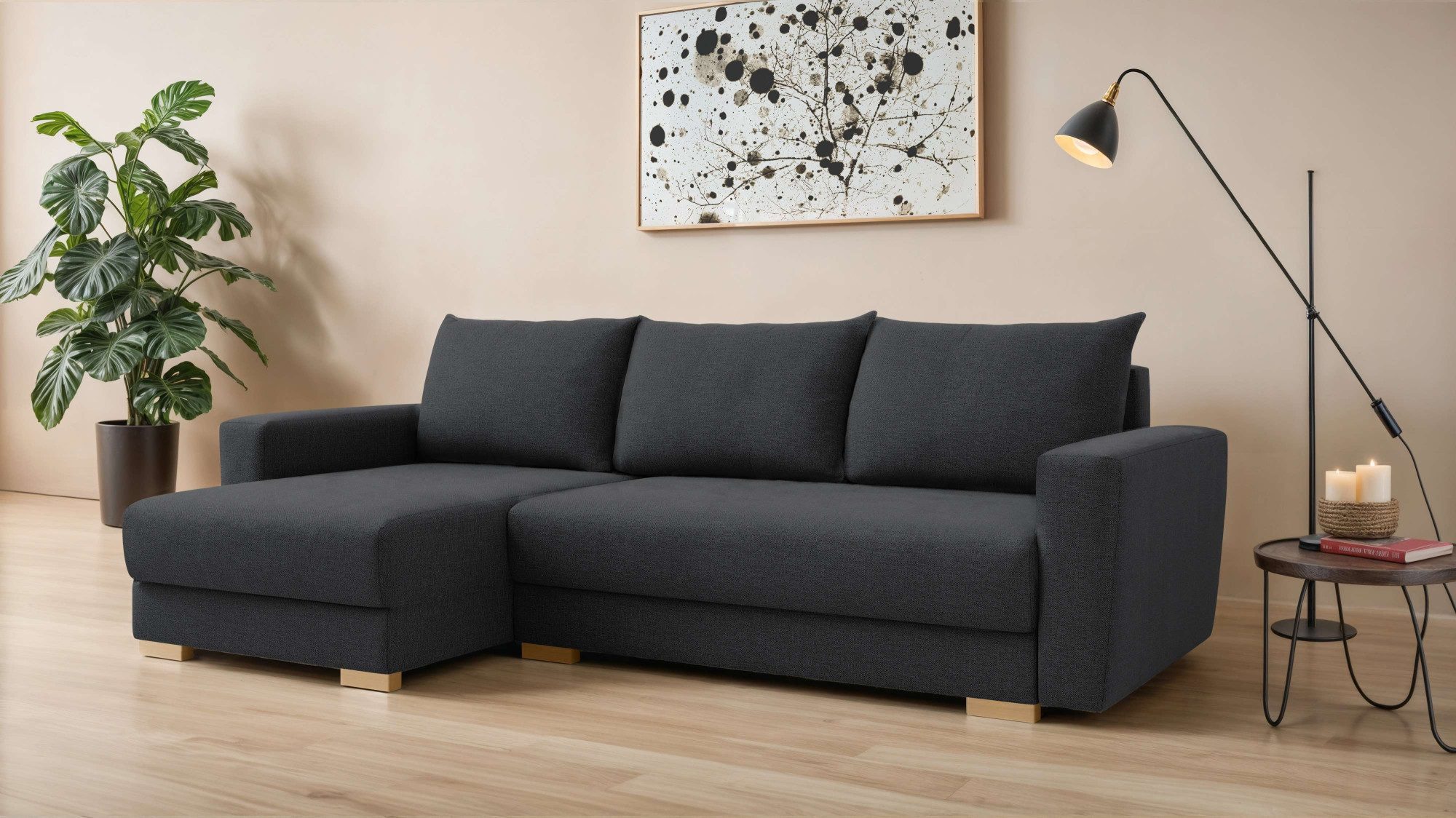 Home affaire Ecksofa MAGHERA universell Schlafsofa mit Bettkasten, Maße B/T/H: 255/142/84cm, L-Form mit Recamiere rechts oder links montierbar, hoher Sitzkomfort