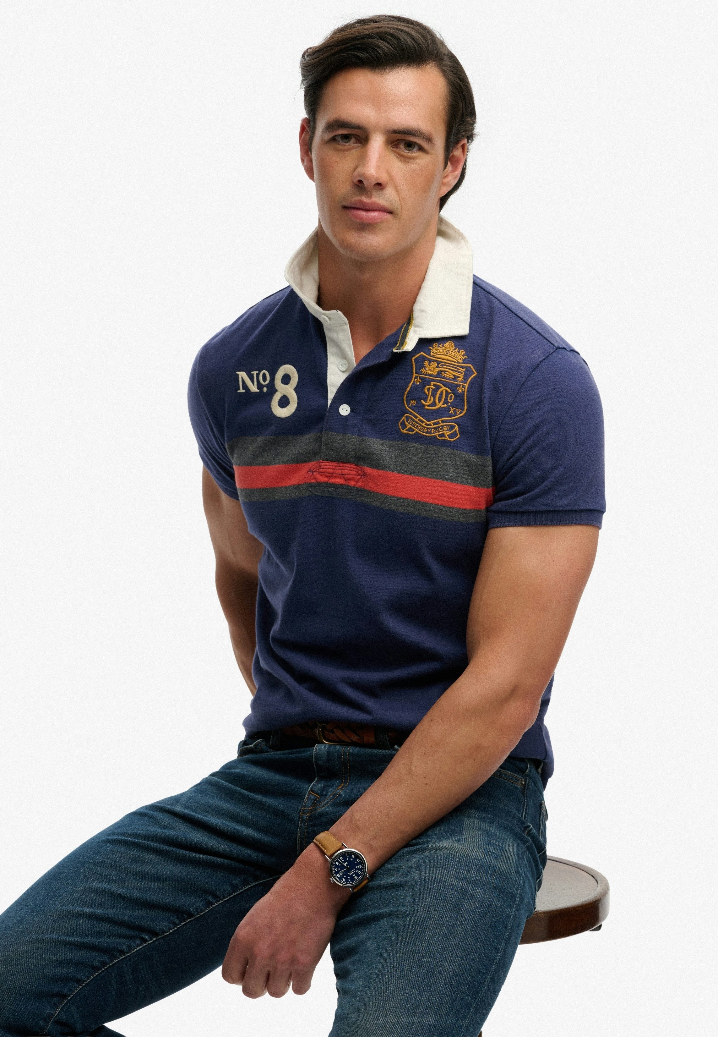 Superdry Poloshirt DOUBLE EMBLEM JERSEY SS RUGBY im angesagten Rugby Stil – Bild 2 von 5