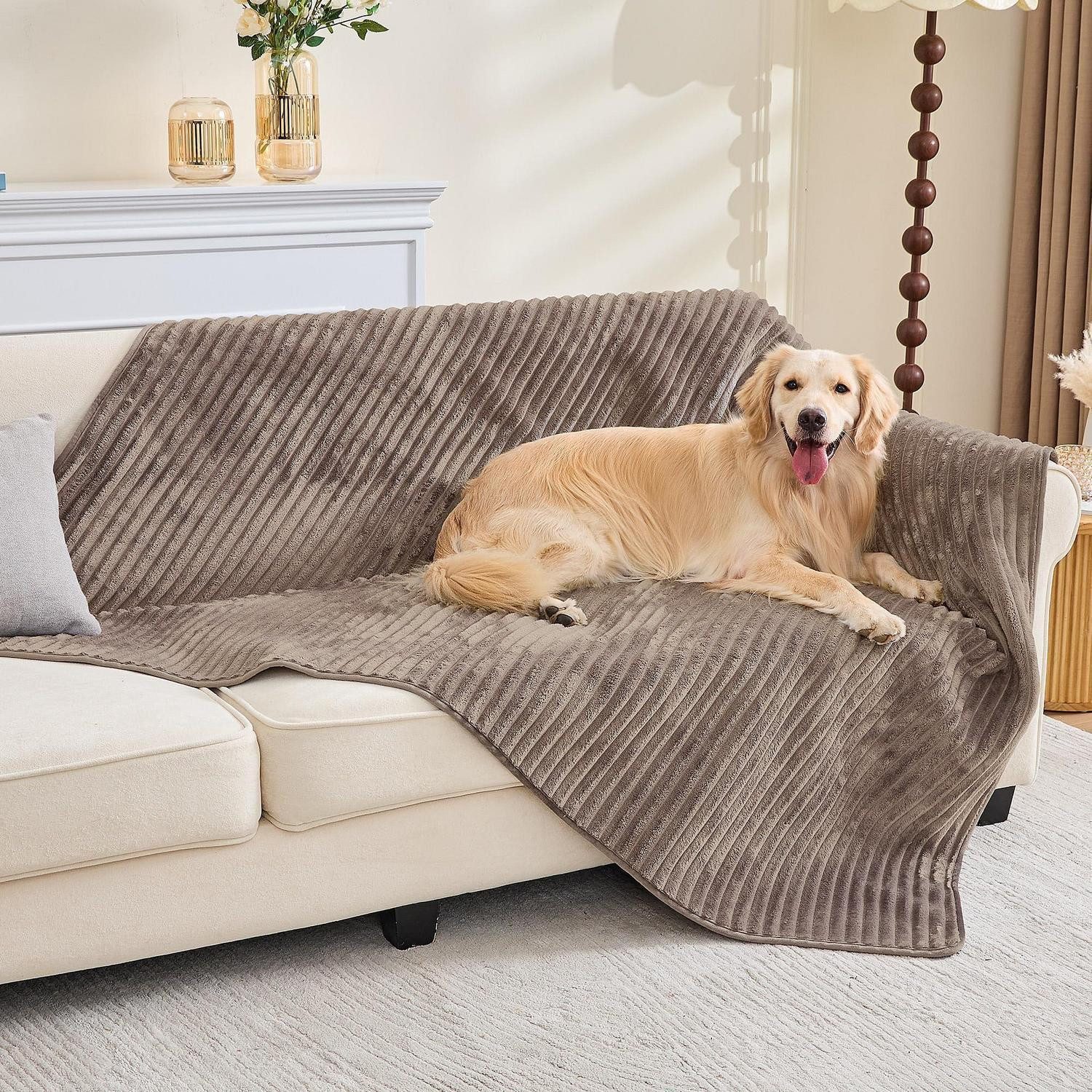 LuxusKollektion Tierdecke Hundedecke Sofabezug Khaki 122x165cm