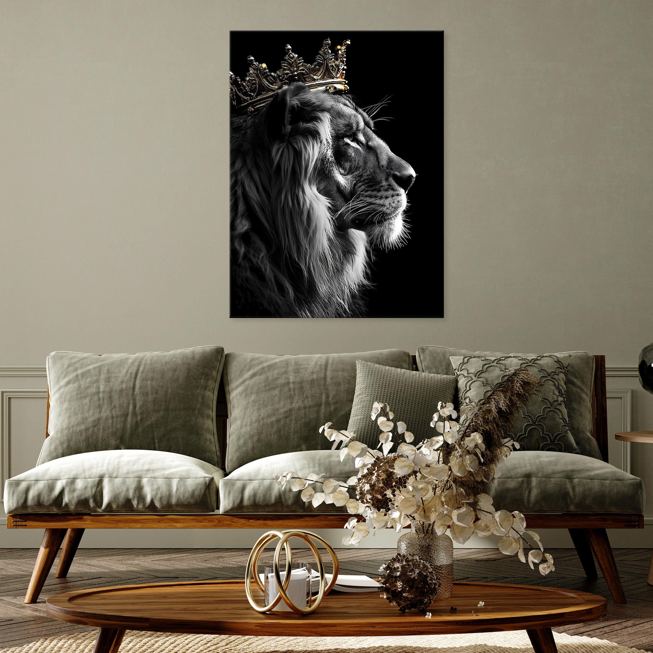 Wallarena Leinwandbild Löwe König Tiere Schwarz Motivation Wandbilder Wandb günstig online kaufen