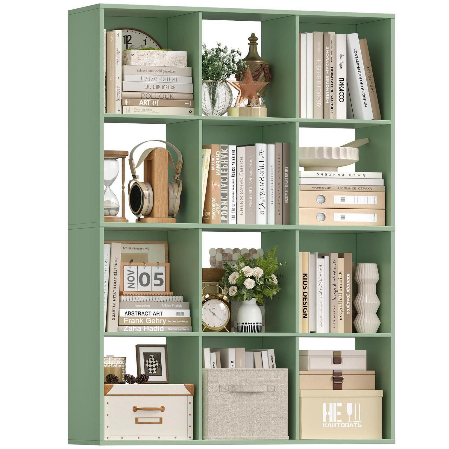 LuxusKollektion Bücherregal Bücherregal 12 Fächer Grün 120cm, 1-tlg.