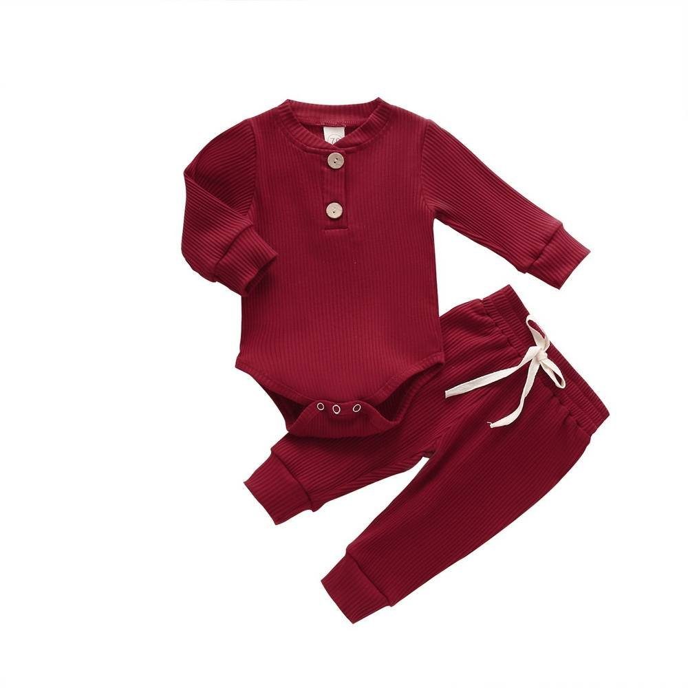 Unisex LAPA Anzug dünn Leggings Baby & 2-tlg) Shirt einfarbiger (Set,