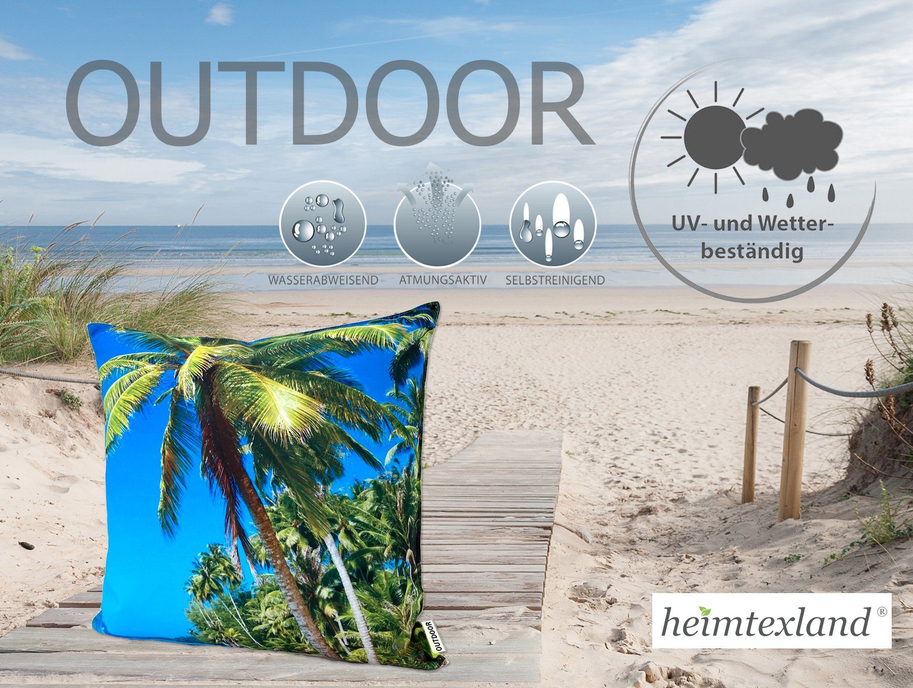 heimtexland Dekokissen Outdoorkissen 45x45 Outdoor Garten Deko Kissen, Lotus Effekt, schmutz- und wasserabweisend, inkl. Füllung