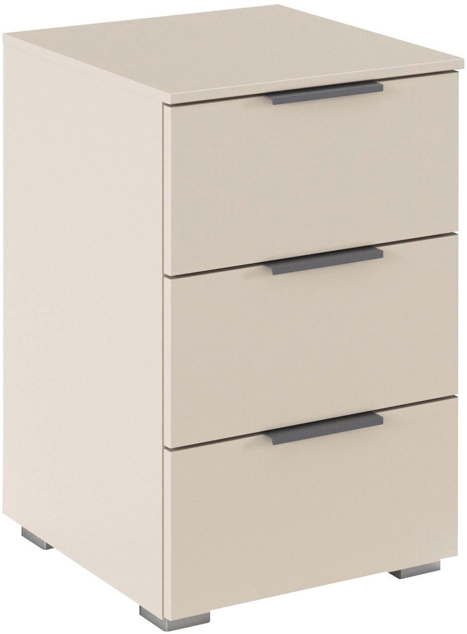 rauch Nachtkommode Nachttisch Nachtkonsole AGORDO in Dekor- oder Hochglanzfront (in zwei Griff-Farben, Breite 40 cm), mit 3 geräumigen Schubladen für viel Stauraum MADE IN GERMANY