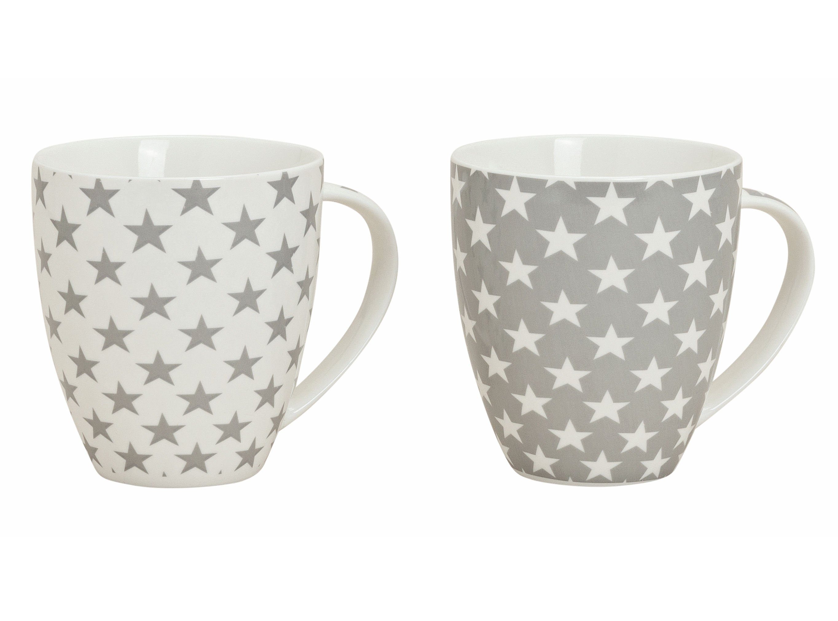 Spetebo Becher Porzellan Kaffeetassen 650 ml mit Sternen - 2er Se, Porzellan, große Tassen mit modernem Sterndesign