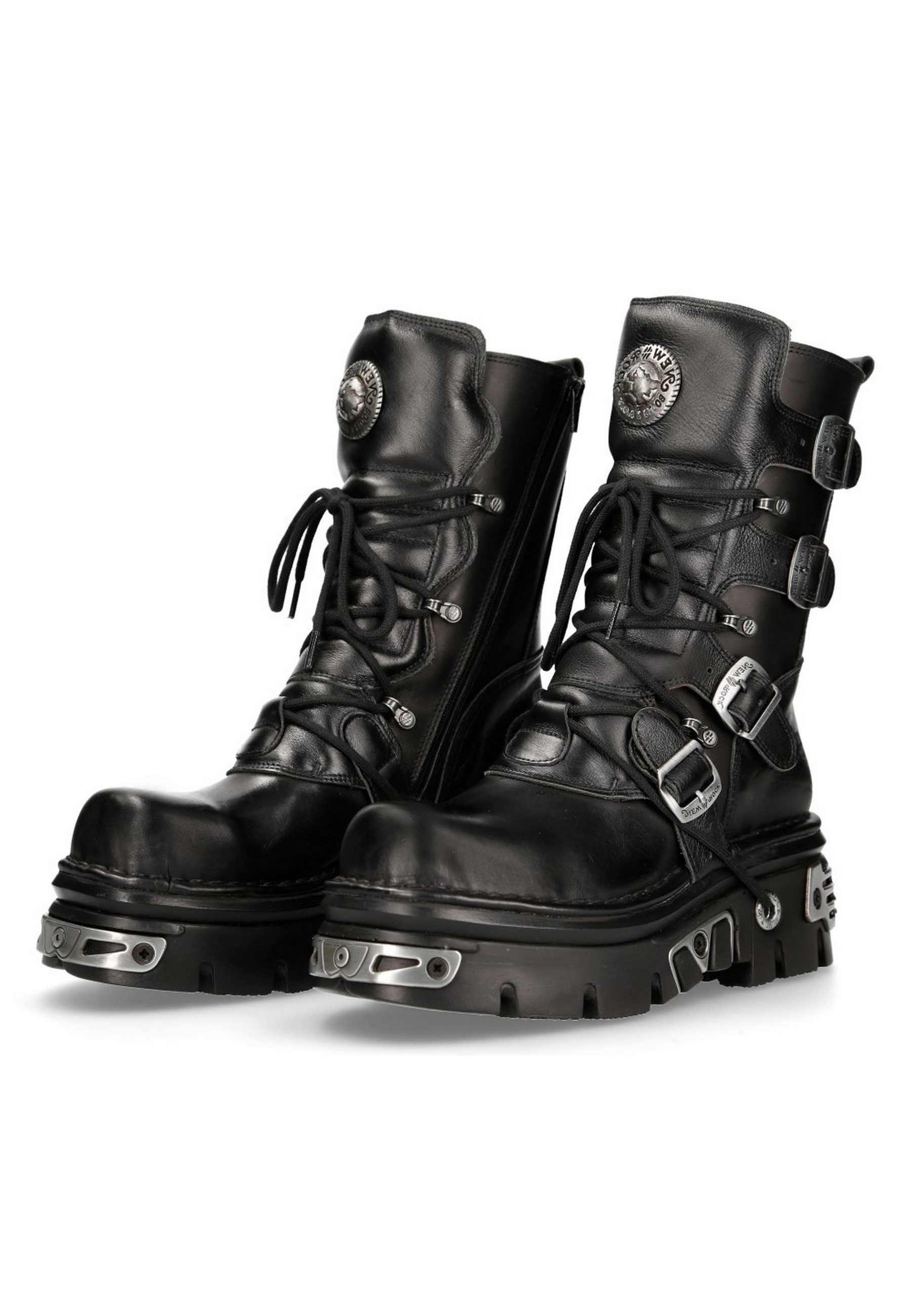 New Rock M-373-S4 Ankleboots Edle Schwarzleder-Stiefel für den rebellischen günstig online kaufen