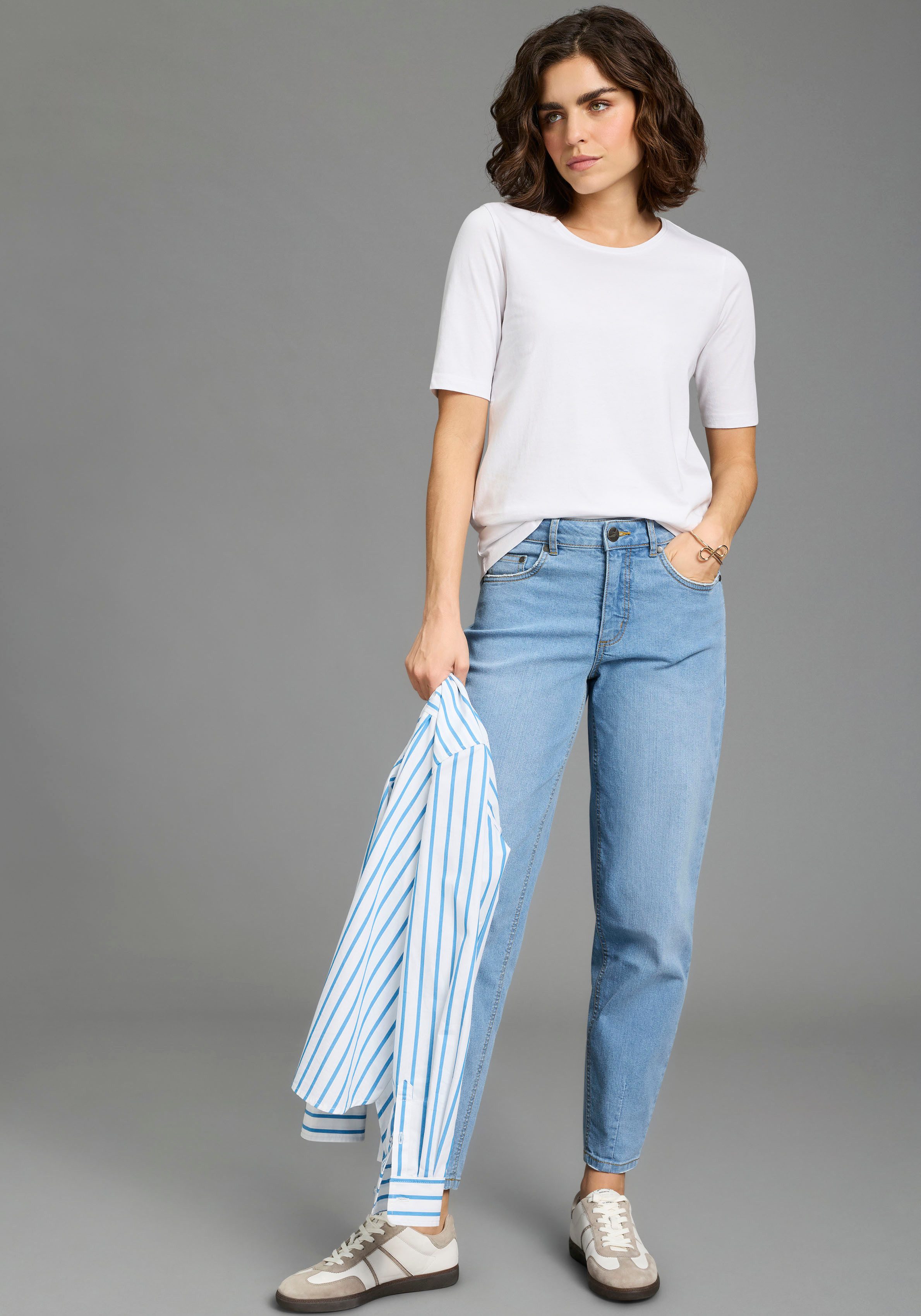 Arizona Comfort-fit-Jeans weite Beinform mit schmalem Abschluss, knöchellanger Schnitt – Bild 3 von 5