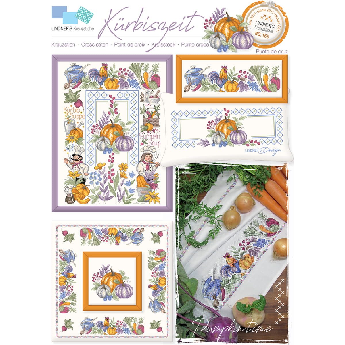 Lindner´s Kreuzstiche Kreativset Lindner´s Kreuzstich Zählmuster Vorlage "Kürbiszeit", 165, (embroidery kit by Marussia)