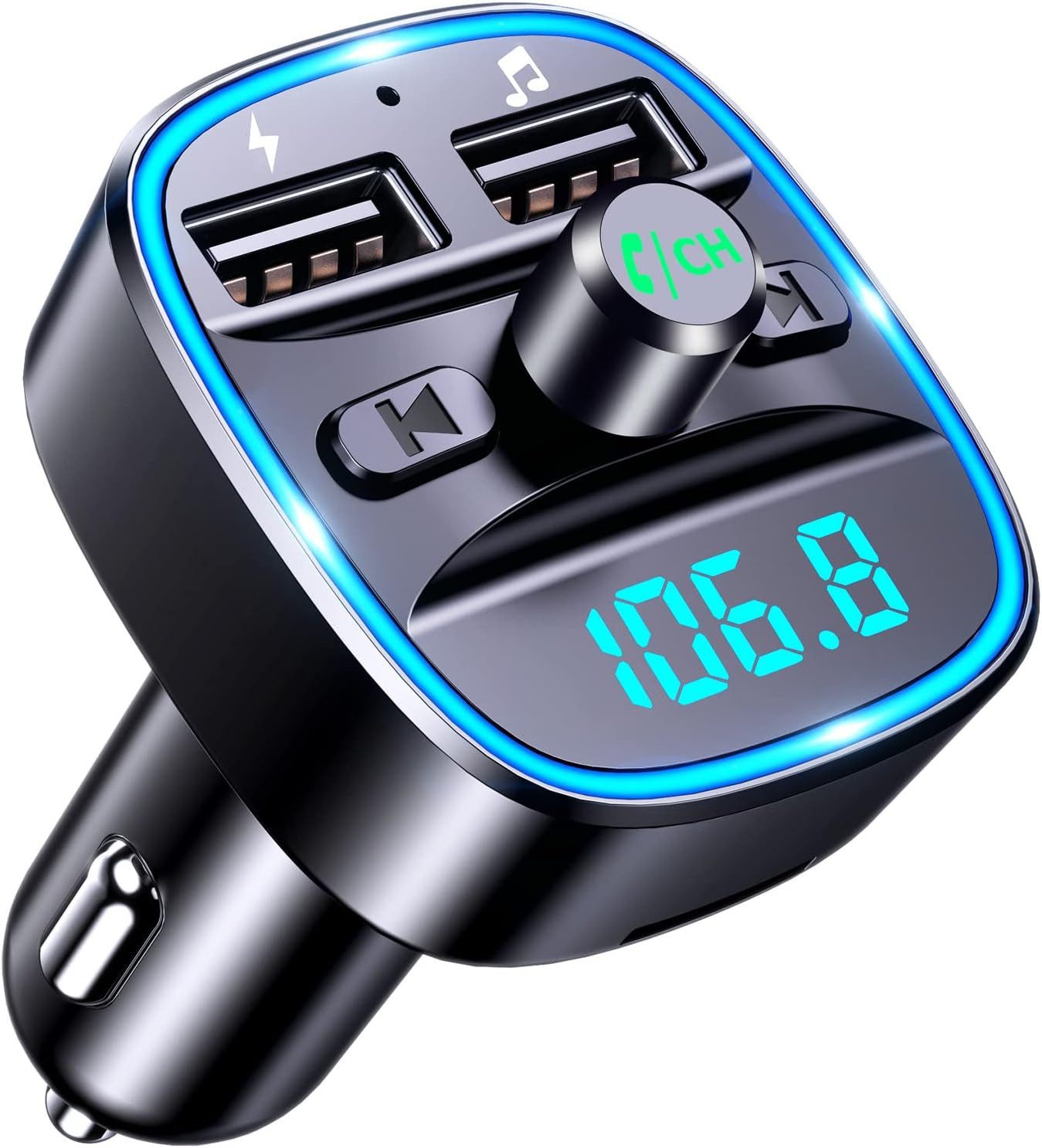 TUWENA Bluetooth FM Transmitter Auto, Unterstützt SD-Karte und U-Disk Bluetooth-Adapter