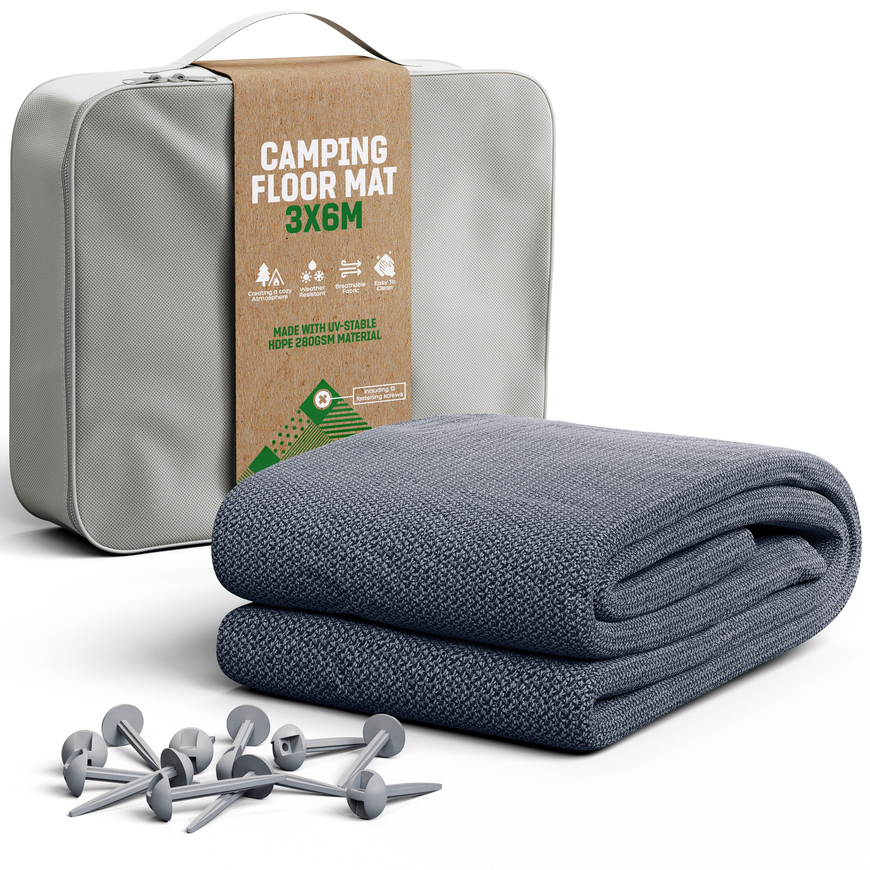 GardenGloss Bodenmatte Vorzeltteppich inkl. 12 Befestigungsnägel und Tragetasche