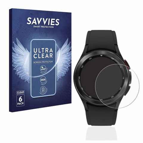 Savvies Schutzfolie für Samsung Galaxy Watch 4 Classic (42mm), Displayschutzfolie, 6 Stück, Folie klar