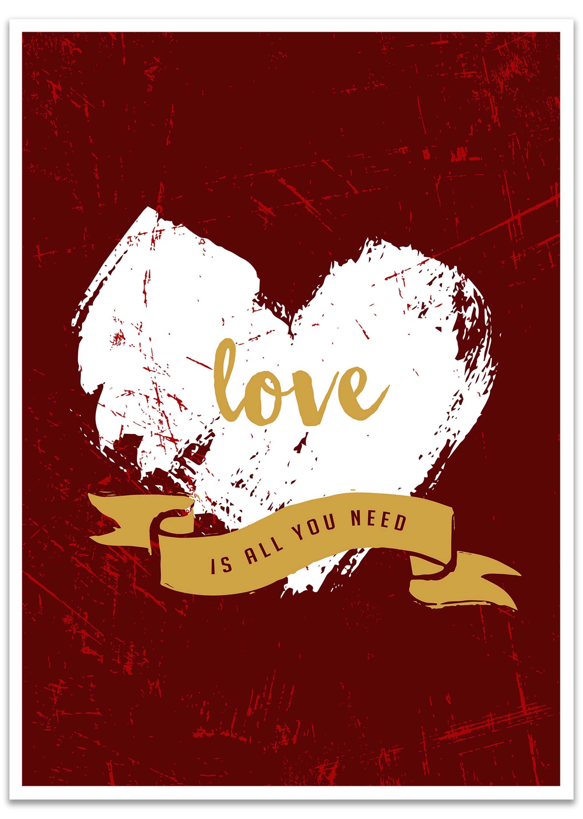 wandmotiv24 Poster Spruch, Liebe, Herz, Sprüche (1 St), Wandbild