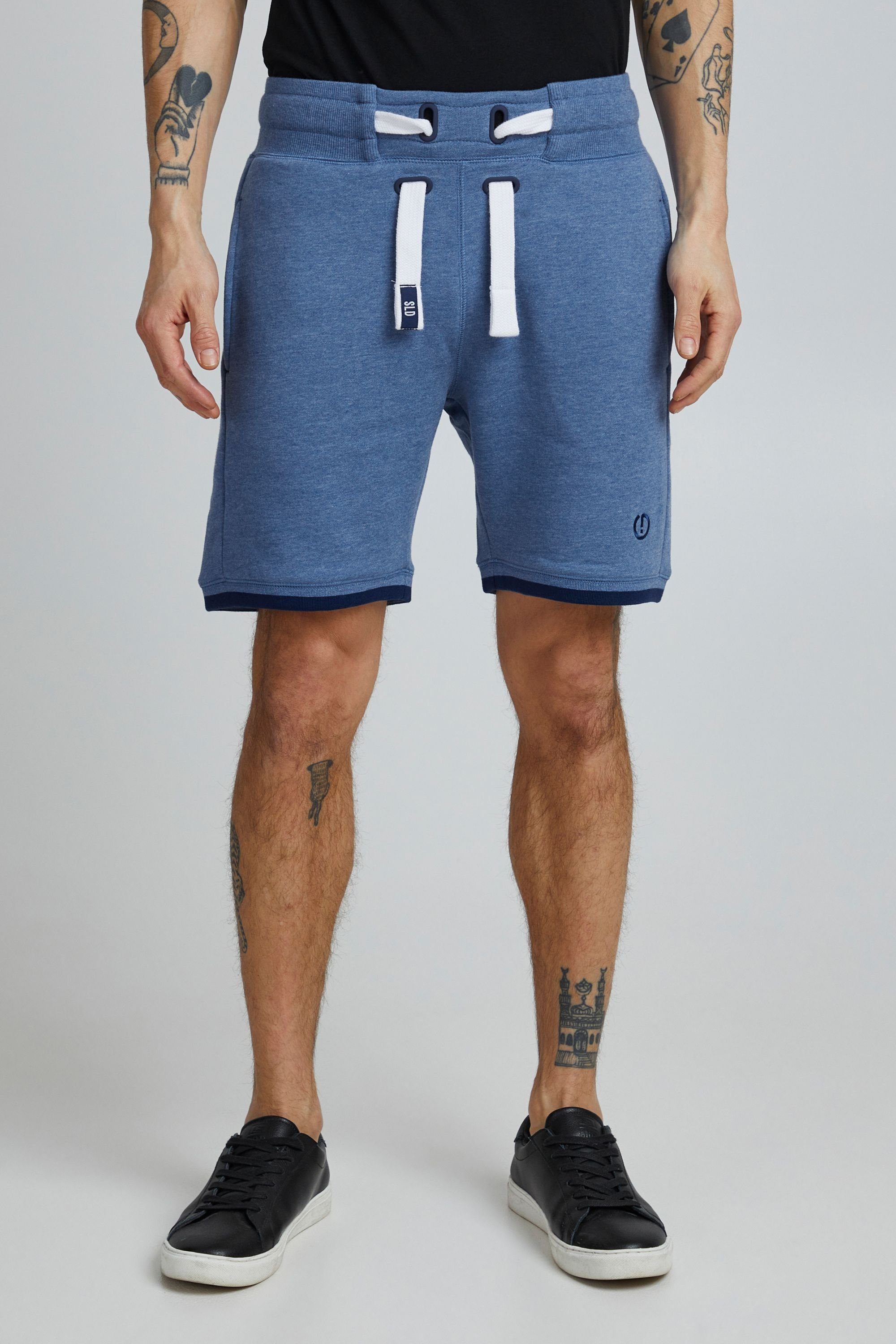 (1542M) Sweatshorts Blue Shorts SDBenjamin mit !Solid Hose Melange Kontrastkordeln kurze Faded