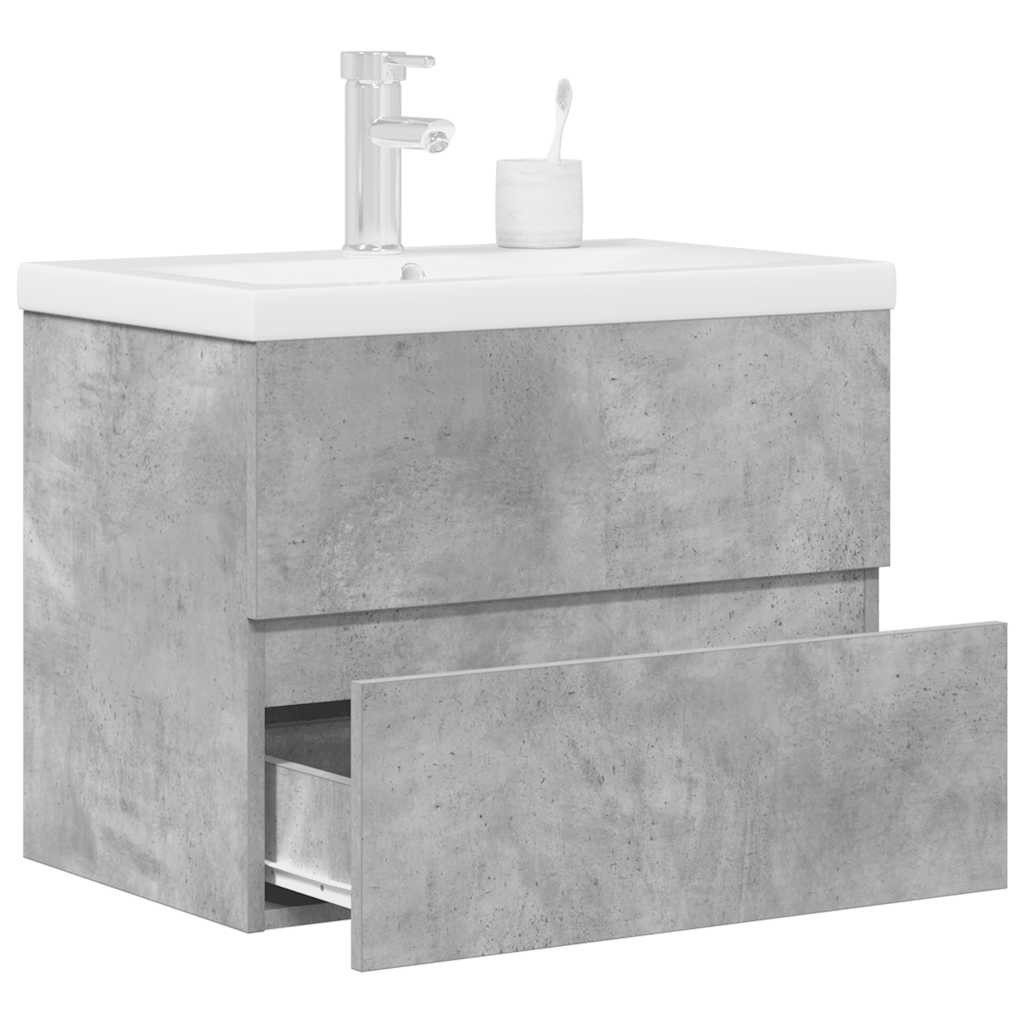 vidaXL Badezimmer-Set 2-tlg. Badmöbel-Set Betongrau Holzwerkstoff, (1-St)